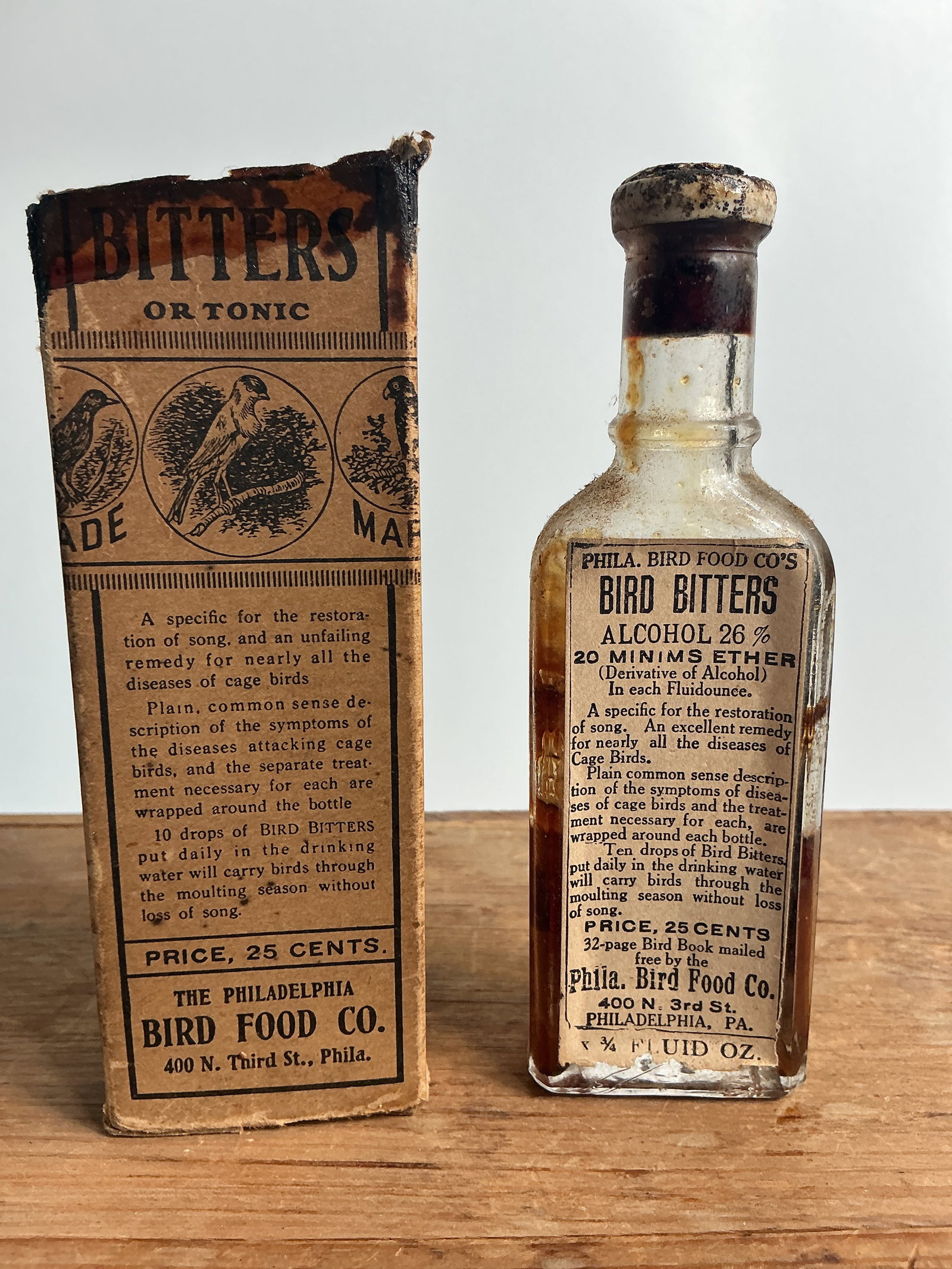 Bird Bitters Philadelphia Bird Food Co, Labeled Bottle with Original Box (1 of 3)