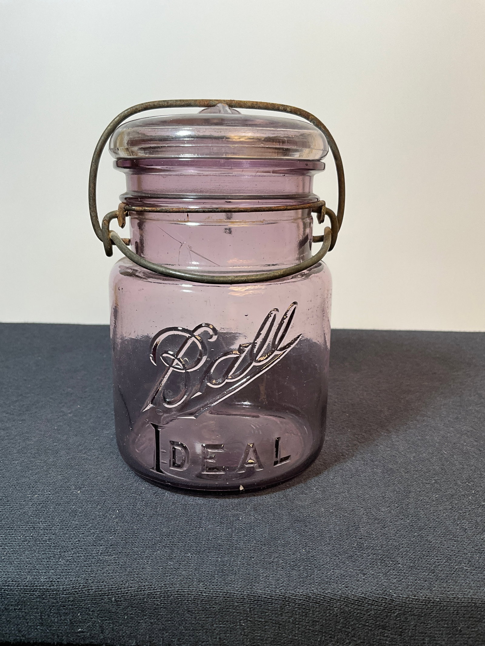 Amethyst Ball Ideal Pint Jar with Bail: Here is an Amethyst Ball Ideal Pint Jar with Bail. A nice jar in a nice color. Won't see many in this color. No Damage, Great color