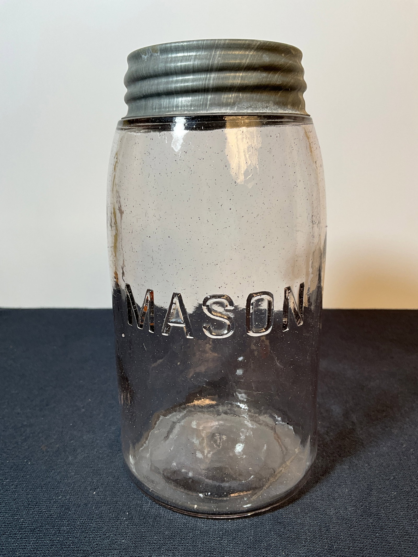 Slightly Amethyst Quart "Mason" in a Straight Line Jar (1 of 5)