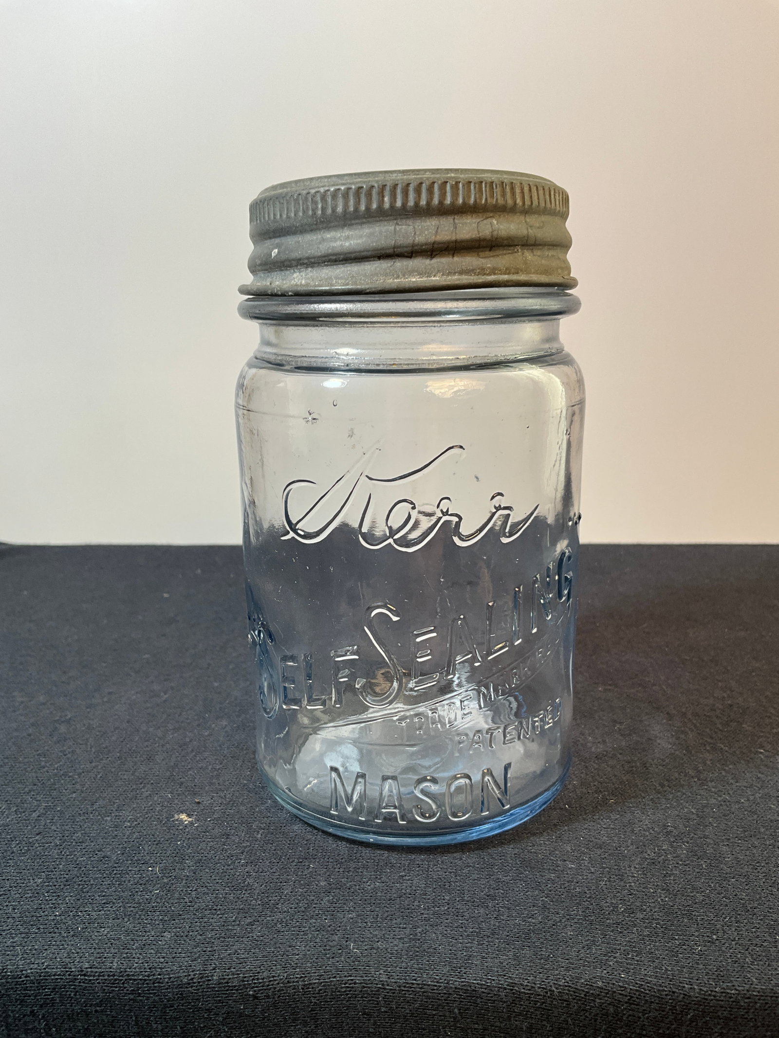 Pint Kerr Self Sealing Trade Mark Patented Mason Jar with Glass Insert (1 of 6)