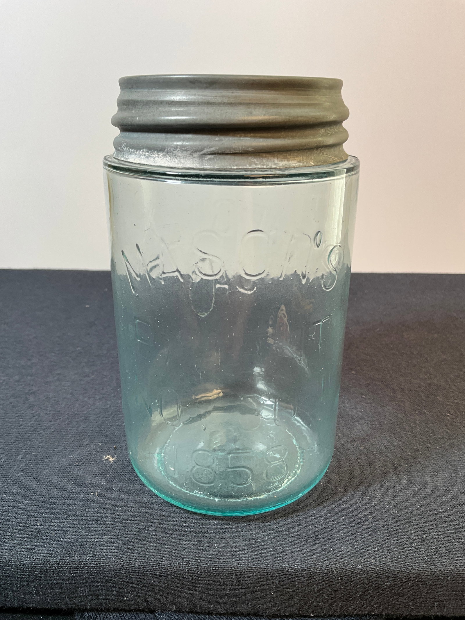 Pint Aqua Mason's Patent Nov 30th 1858 with Reverse "The Ball Jar" (1 of 6)