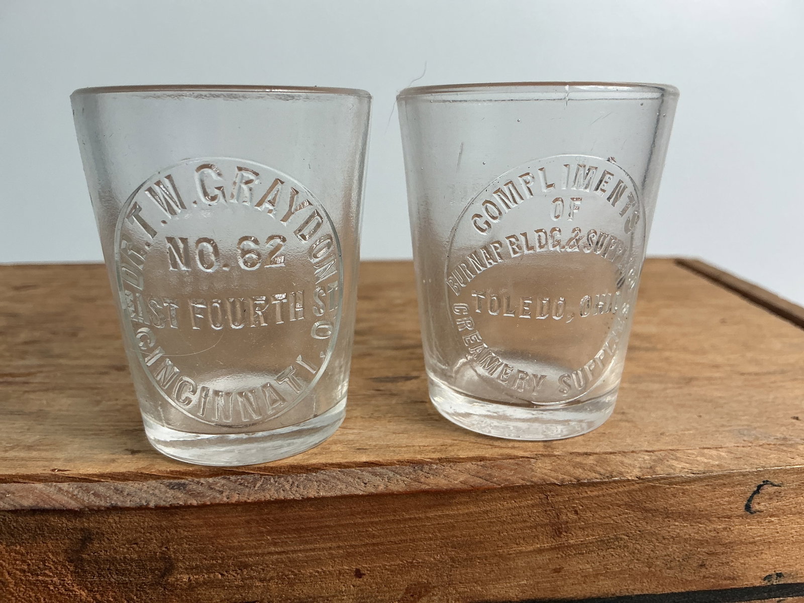 2 Embossed Ohio Dose Glasses - Dr Grayson & Burnap Bldg & Supply (1 of 3)