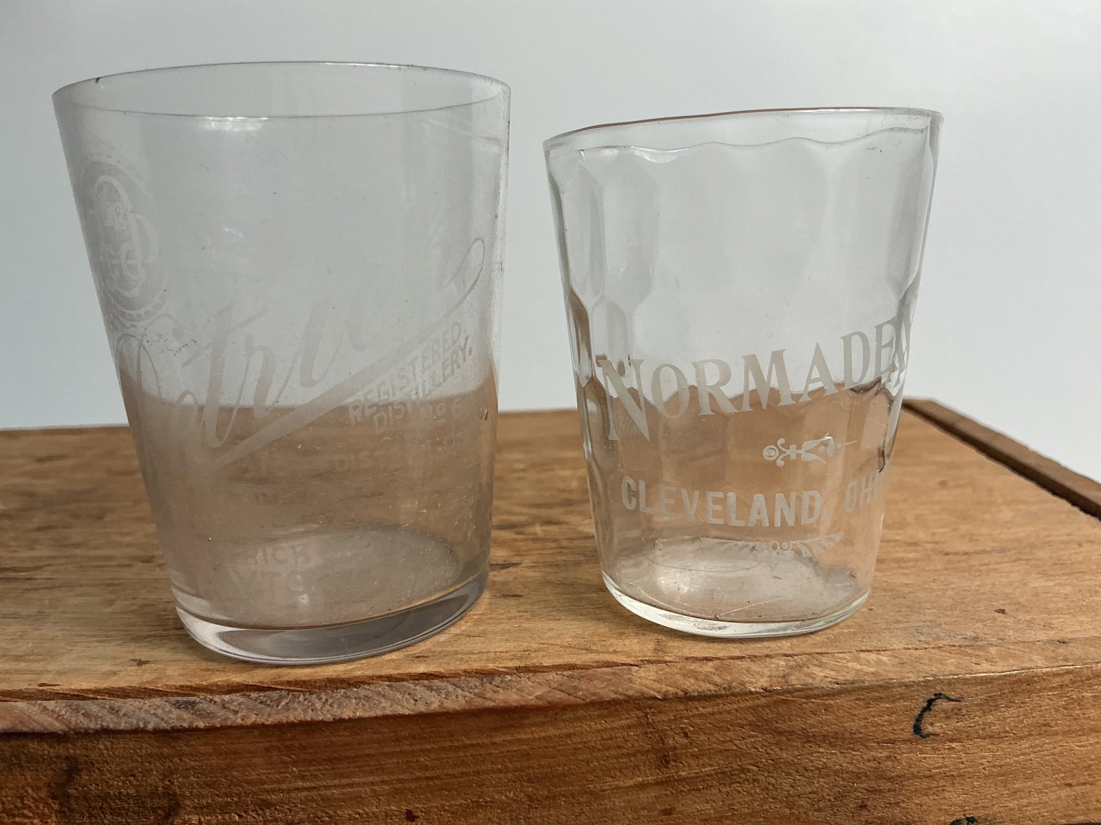 2 Etched Ohio Glasses - Normadex Cleveland, Ohio & Detrich Dayton, Ohio (1 of 3)