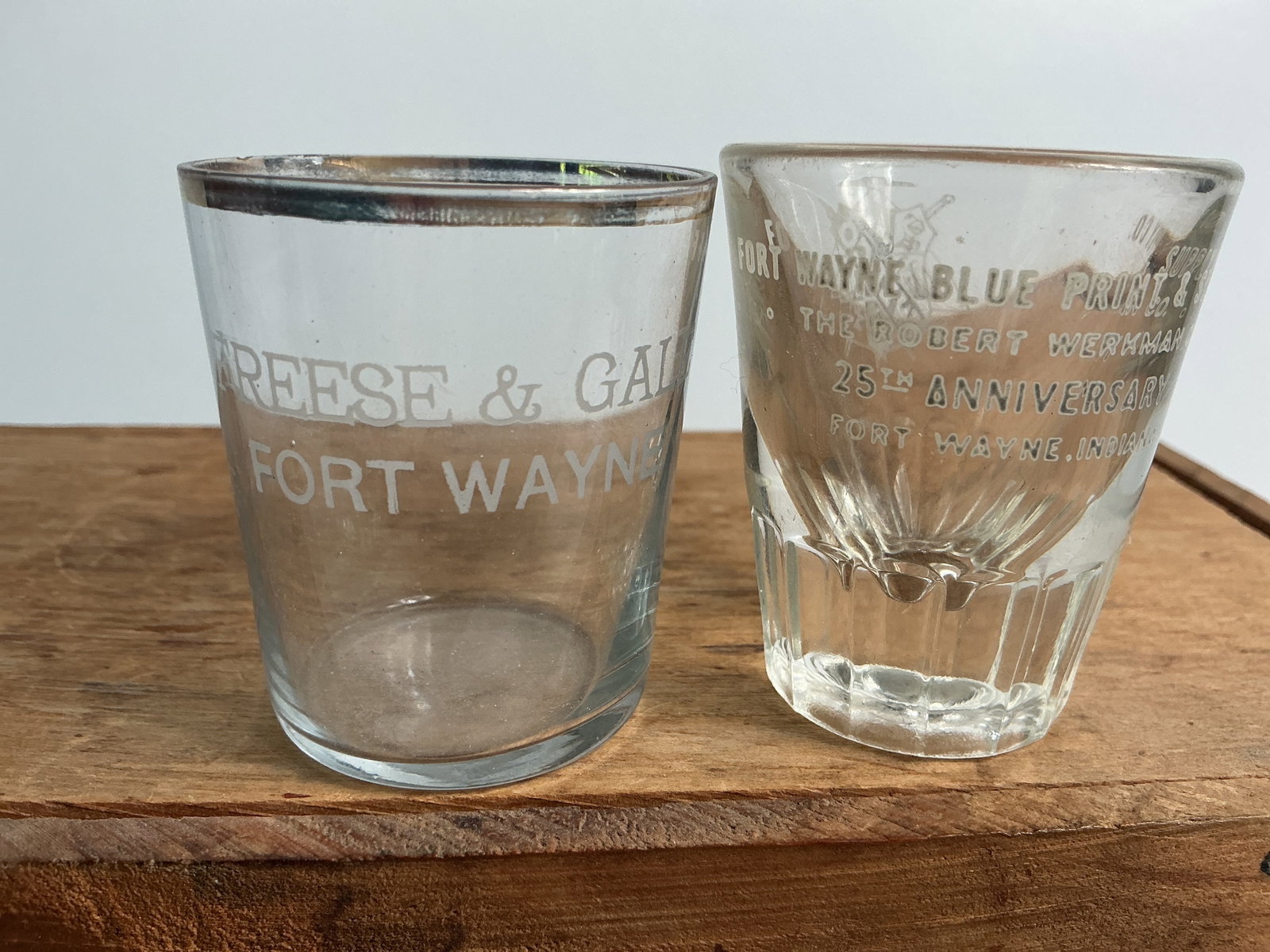 2 Indiana Shot Glasses - Freese & Gale Fort Wayne & Fort Wayne Blue Print & Supply (1 of 3)