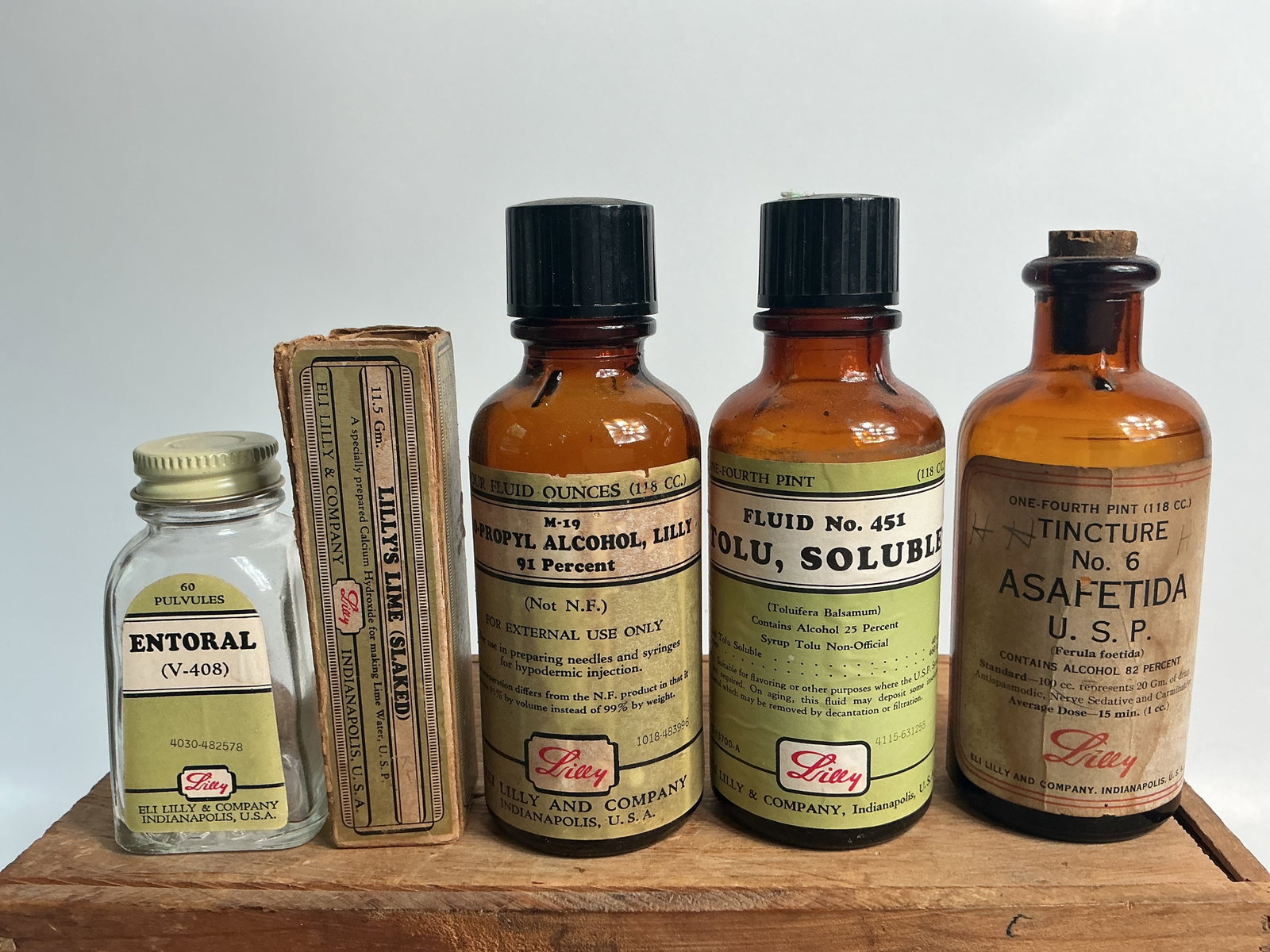 Lot of 5 Eli Lilly Bottles - All Labeled