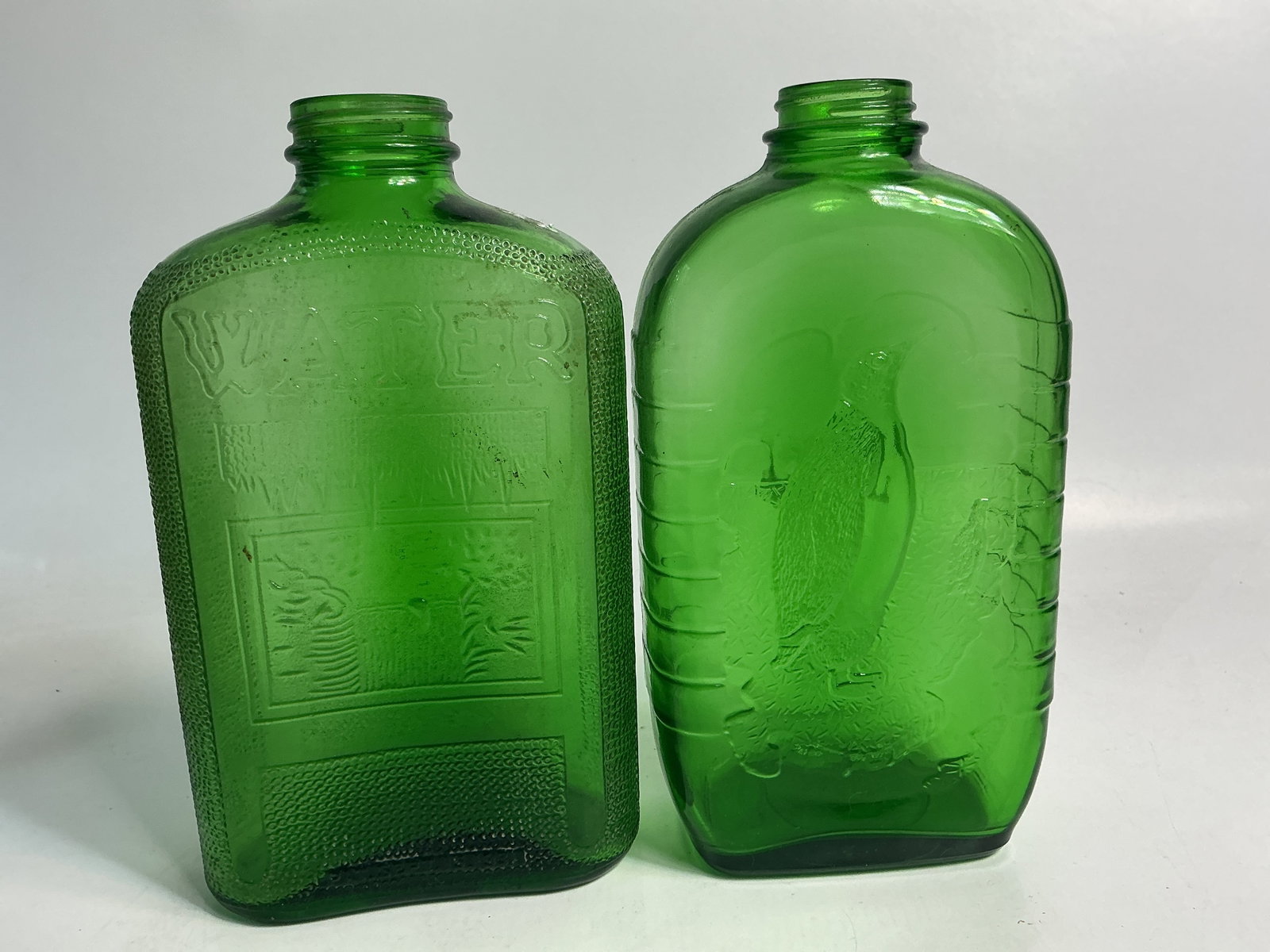 Lot of 2 Green Glass Water Bottles (1 of 4)
