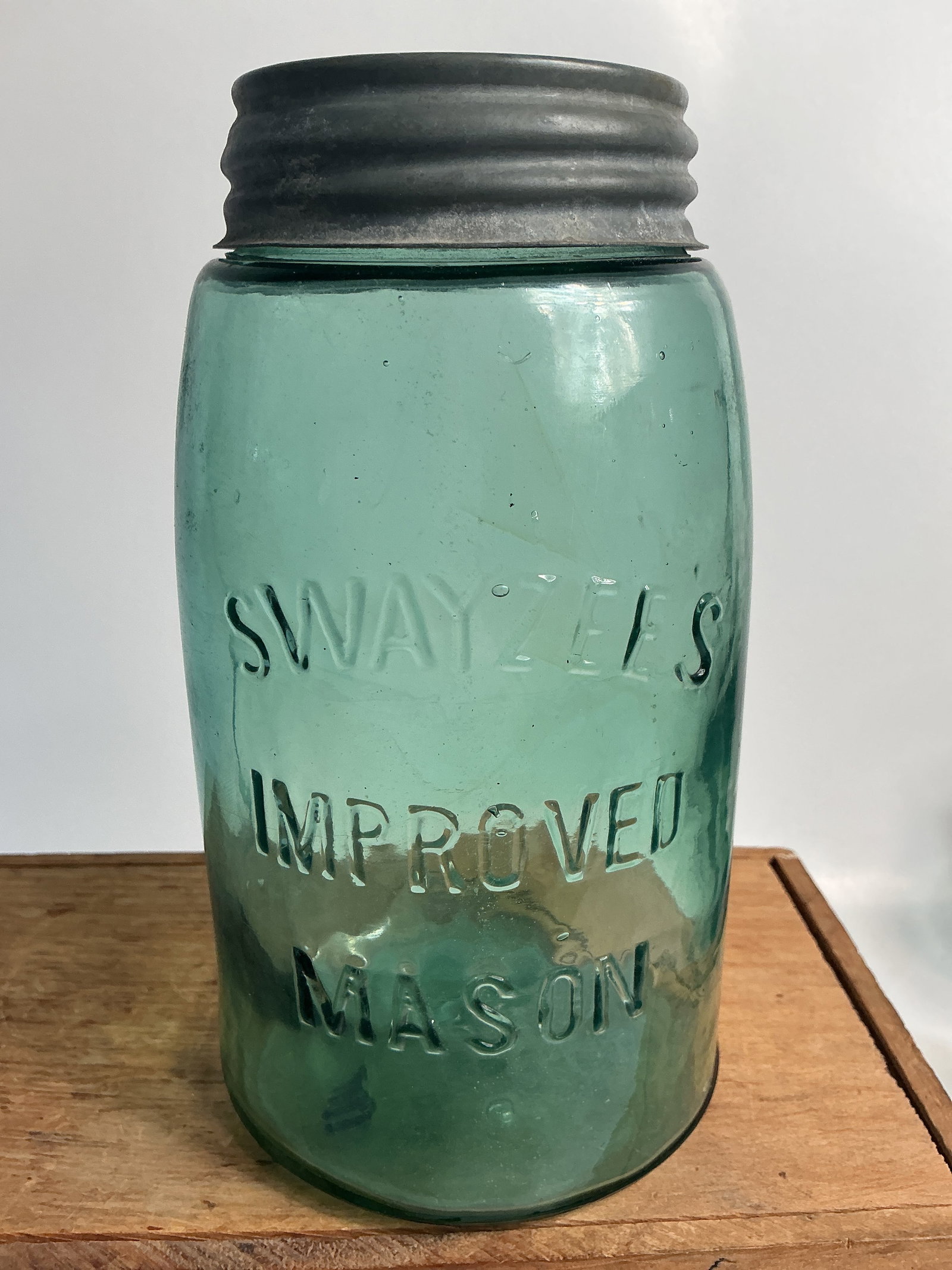 Swayzee’s Improved Mason, Aqua, Quart (1 of 4)