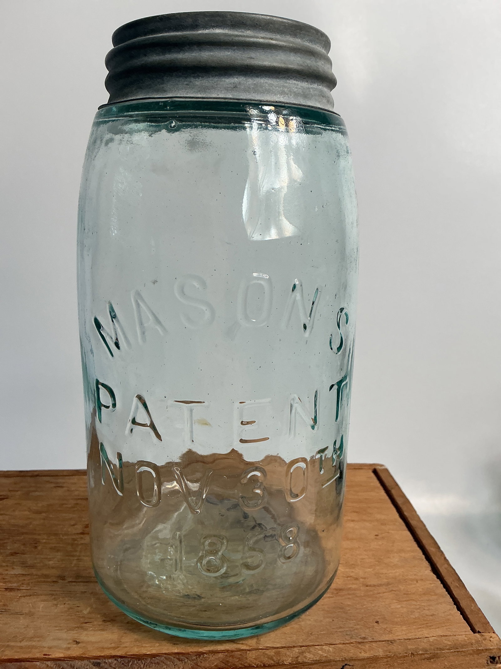 Mason's Patent Nov. 30TH 1858, Aqua, Quart: Here we have a Mason's Patent Nov. 30TH 1858. The jar is aqua, quart size and has a ground lip. The jar is clean and has no damage.