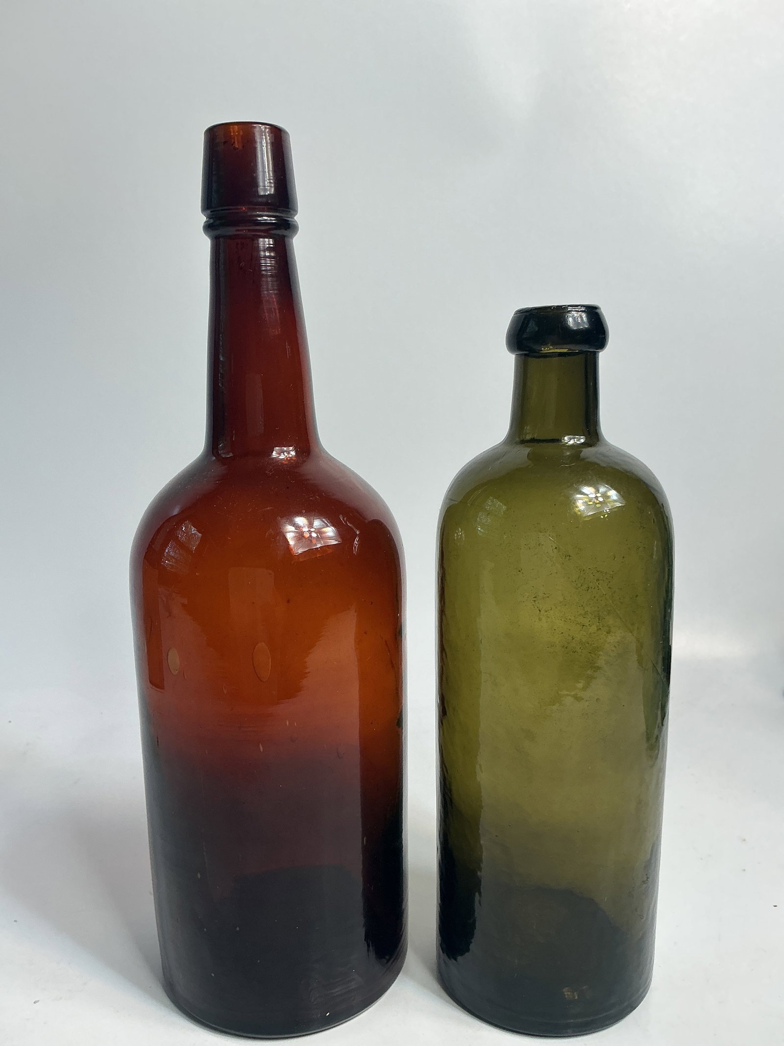 Lot of 2 Nicely Colored Bottles - Saxlehners Bitterquelle & 2 Tone Amber Whiskey (1 of 4)