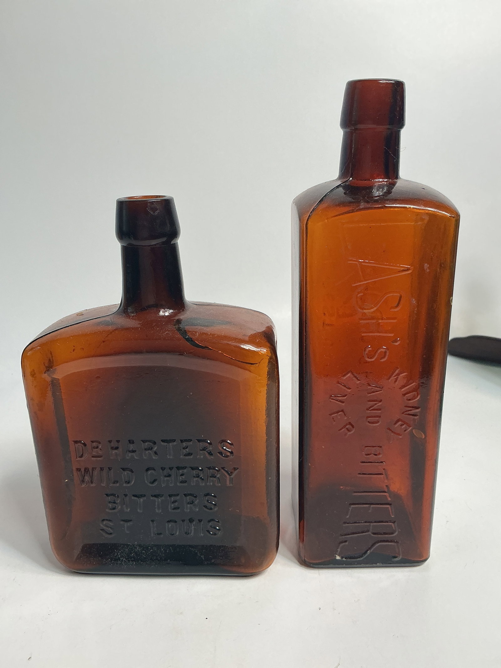 Lot of 2 Amber Bitters Bottles - Lash's Bitters & Dr. Harter's Wild Cherry Bitters (1 of 4)