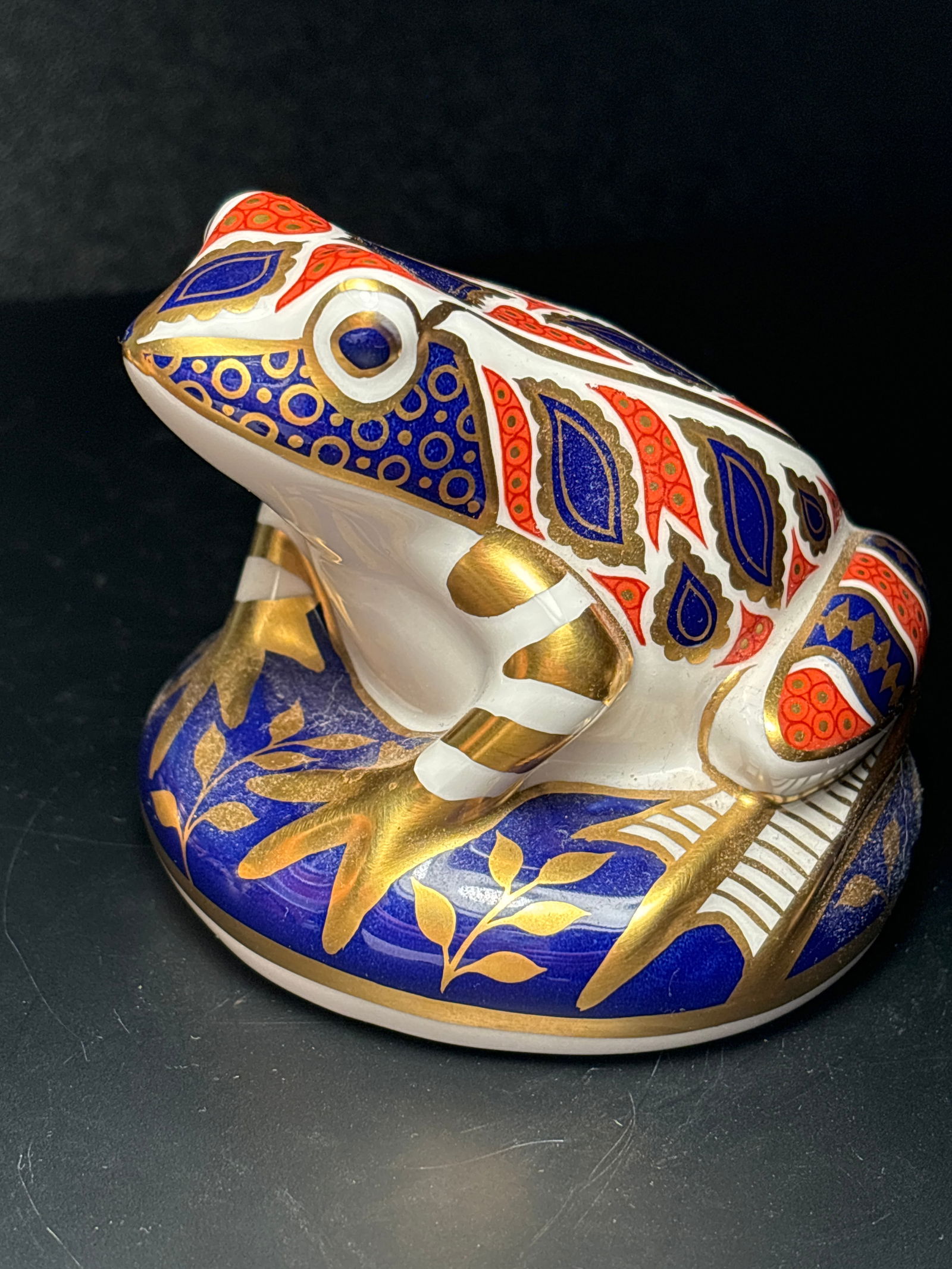 Royal Crown Derby fine English China Imari frog 4&1/4x3&1/4 paperweight, gold stopper (1 of 6)
