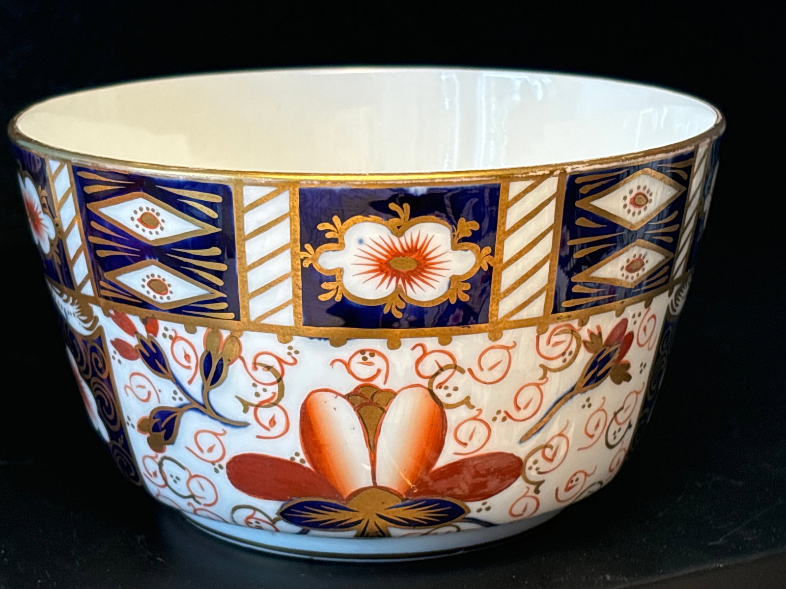 2451 pattern slop bowl, c.1898 Royal Crown Derby; 3x5: 2451 pattern slop bowl, c.1898 Royal Crown Derby; 3x5.Hand painted gold enamel accents.