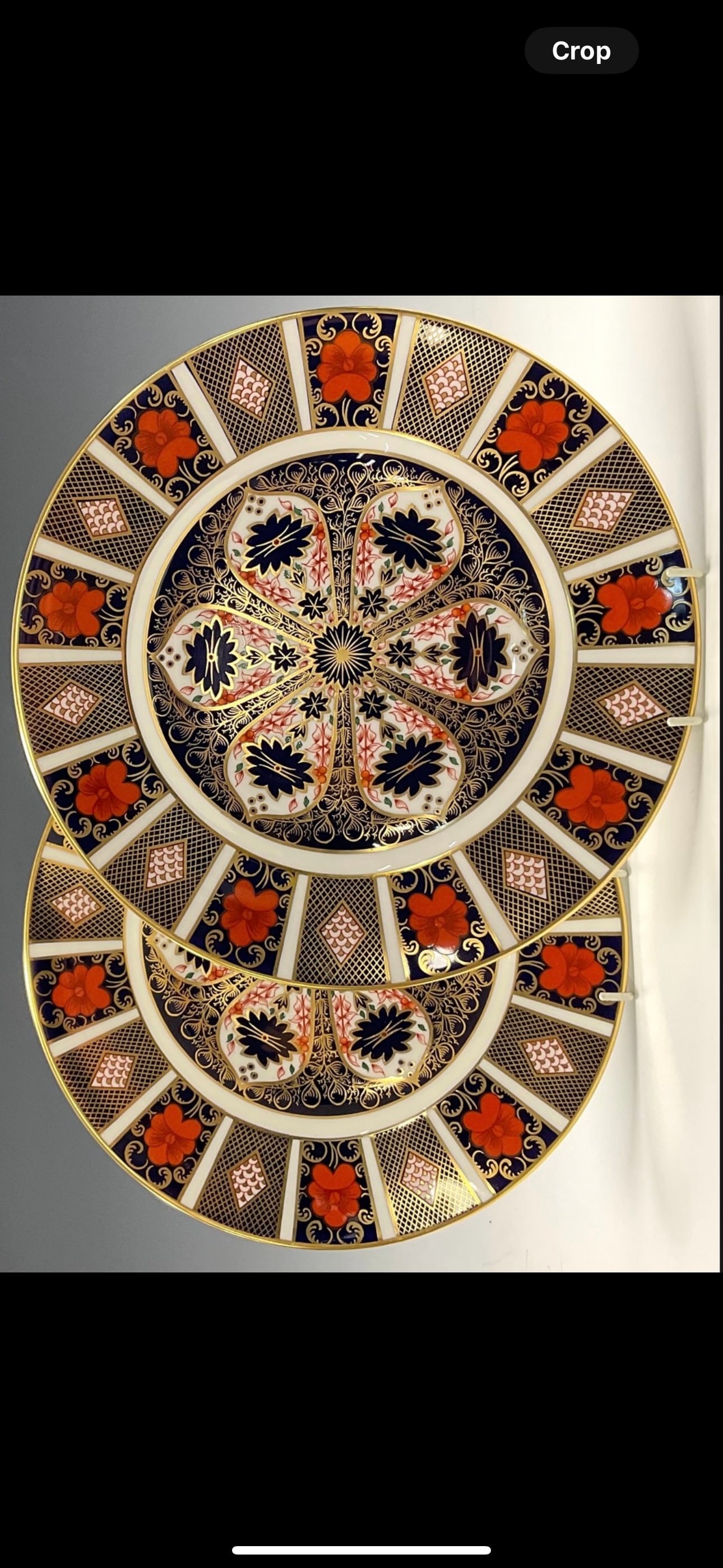 Two Royal Crown Derby Imari palette 1128 pattern dinner plates, 27cm diameter,first qua (1 of 1)