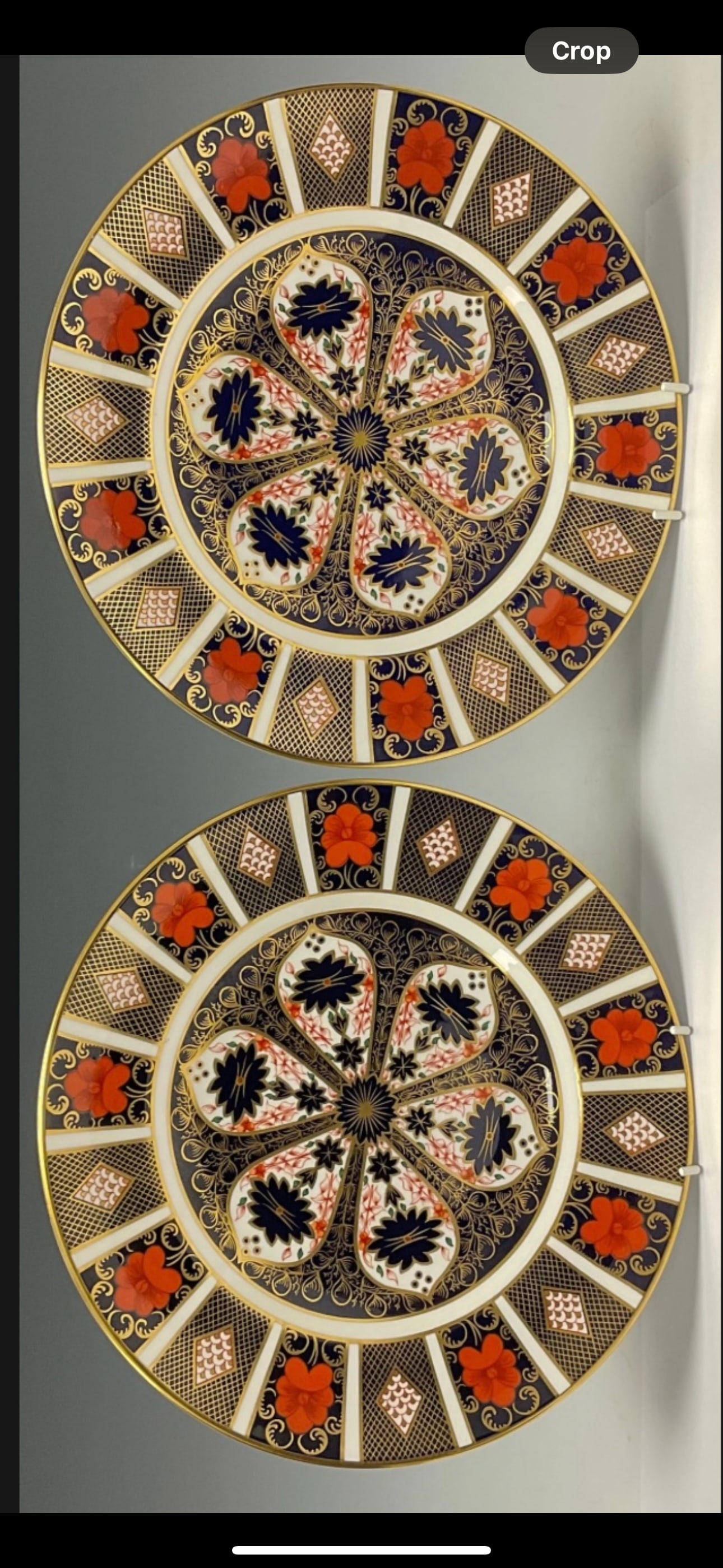 A pair of Royal Crown Derby Imari palette 1128 pattern dinner plates, 27cm , second quality: A pair of Royal Crown Derby Imari palette 1128 pattern dinner plates, 27cm , second quality.Good condition