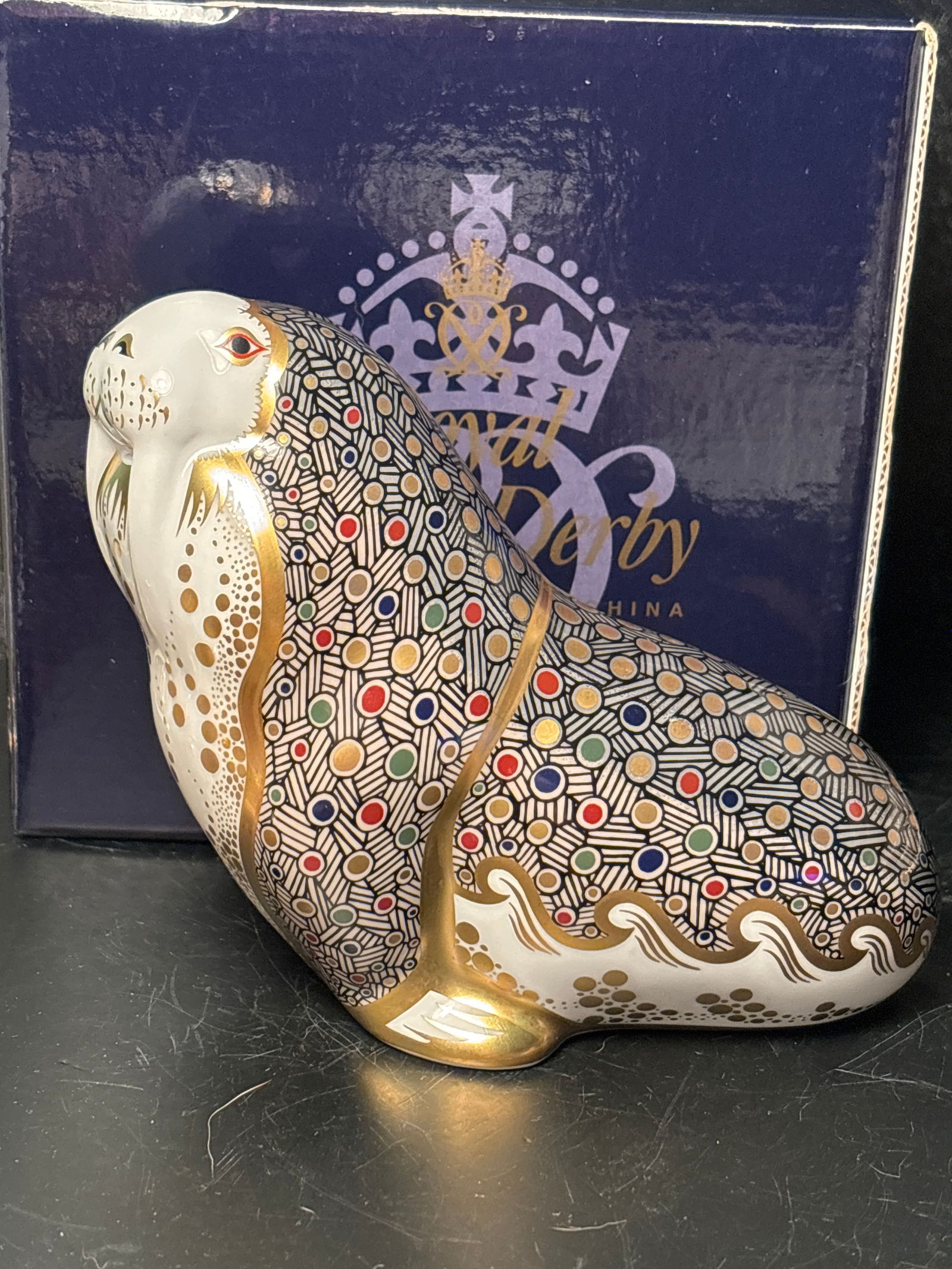 Large Vintage Royal Crown Derby English china Russian walrus 6 inch paperweight (1 of 8)