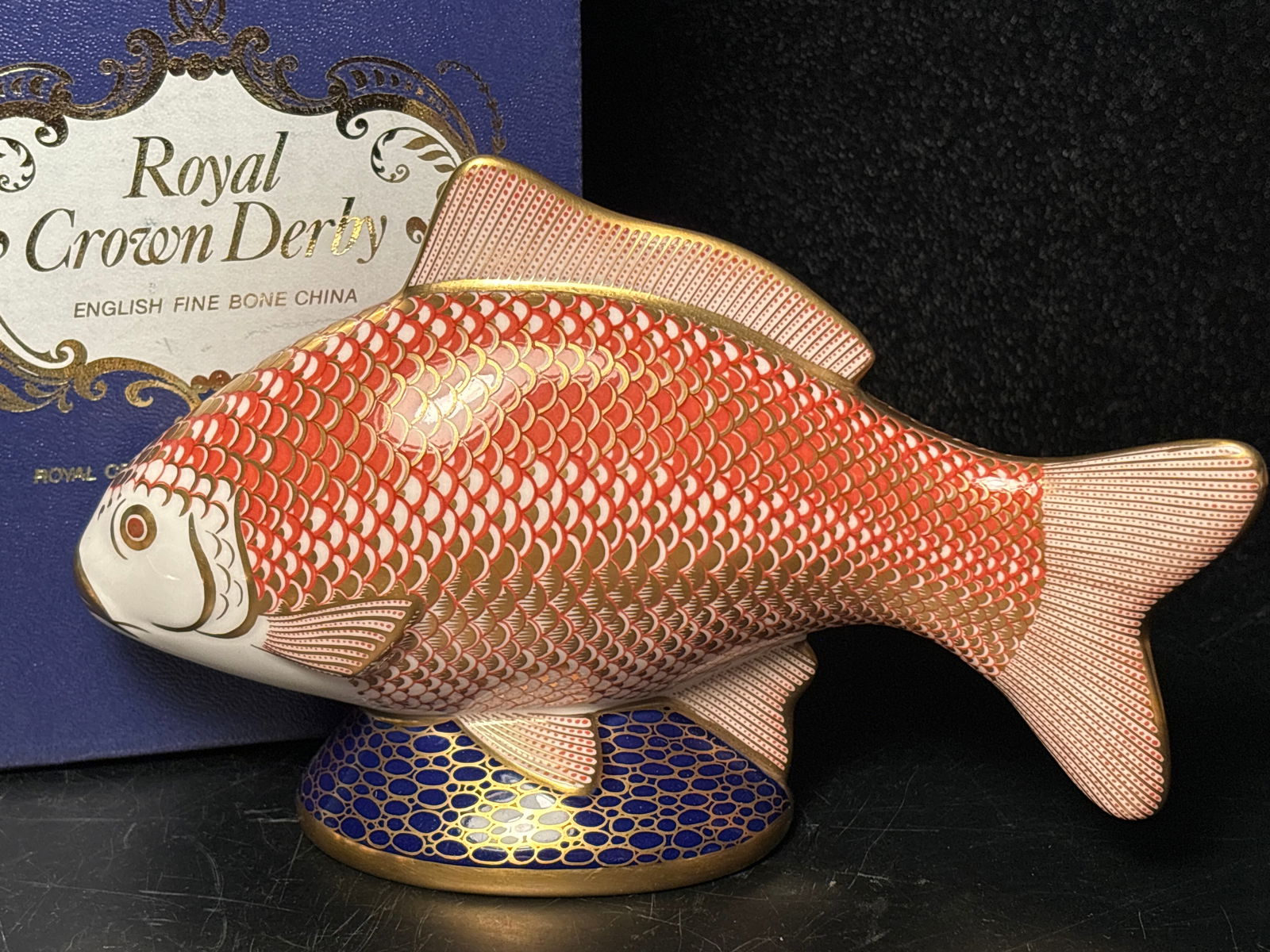 Rare Large 7 inch Royal Crown Derby English china Golden Carp paperweight (1 of 8)