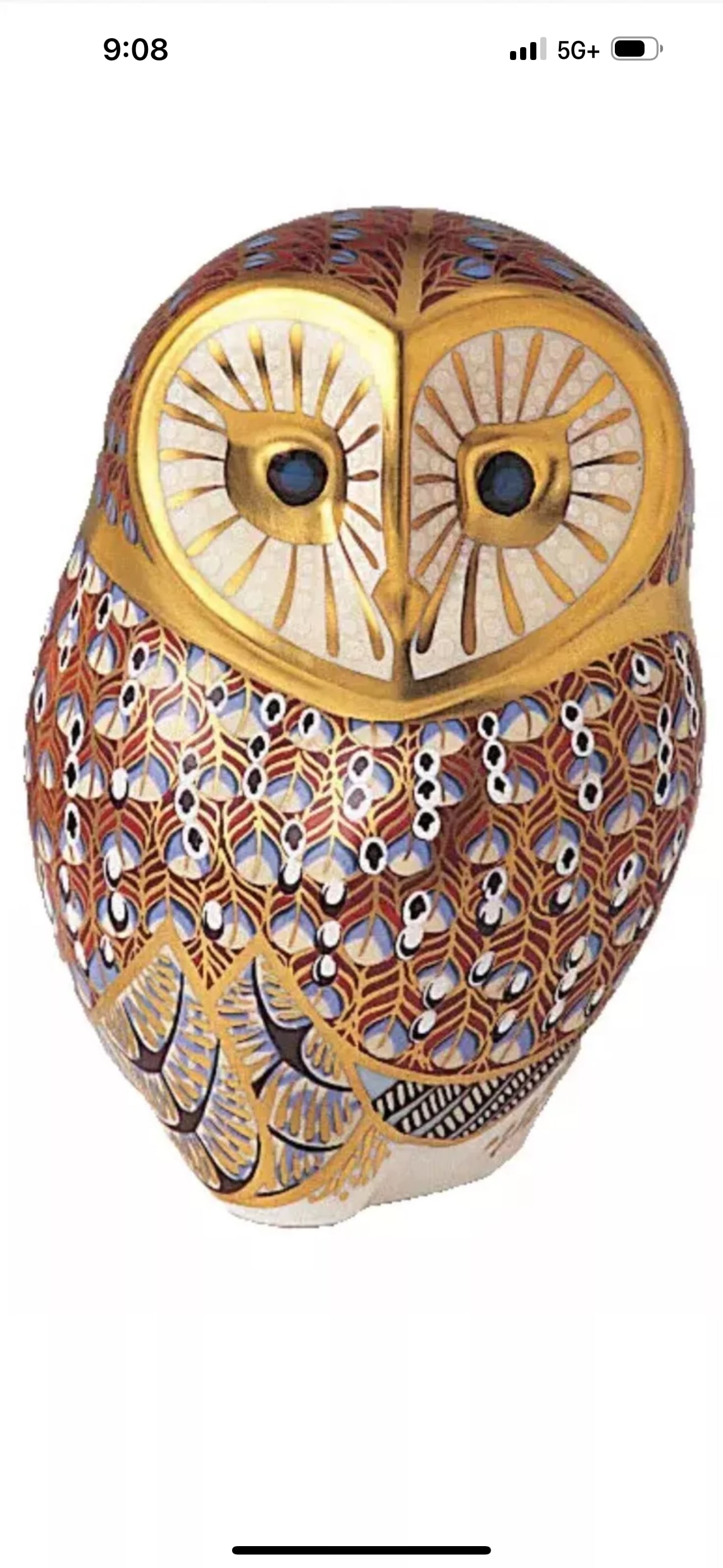 BARN OWL BIRD Imari owl Royal  Crown Derby fine china 4&3/4 inch paperweight (1 of 1)