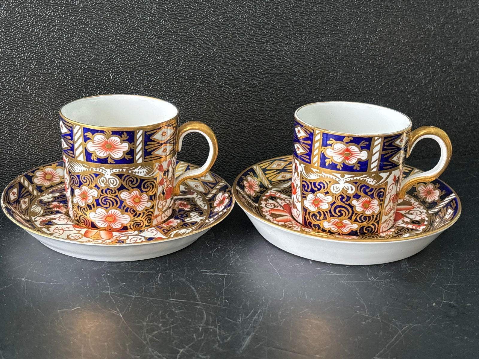 Pair (2) Imari pattern 2451 demitasse cans/cups Royal Crown Derby fine china 2 inch w/saucers (1 of 5)