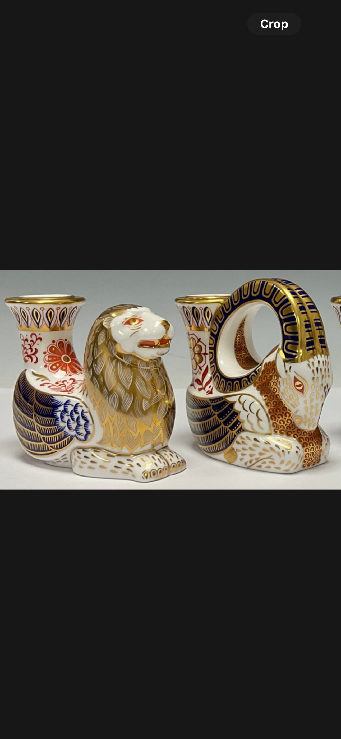 Two Mythical Creatures Lion & Goat Royal Crown Derby 4&1/4 inch candleholders;1st quality (1 of 3)