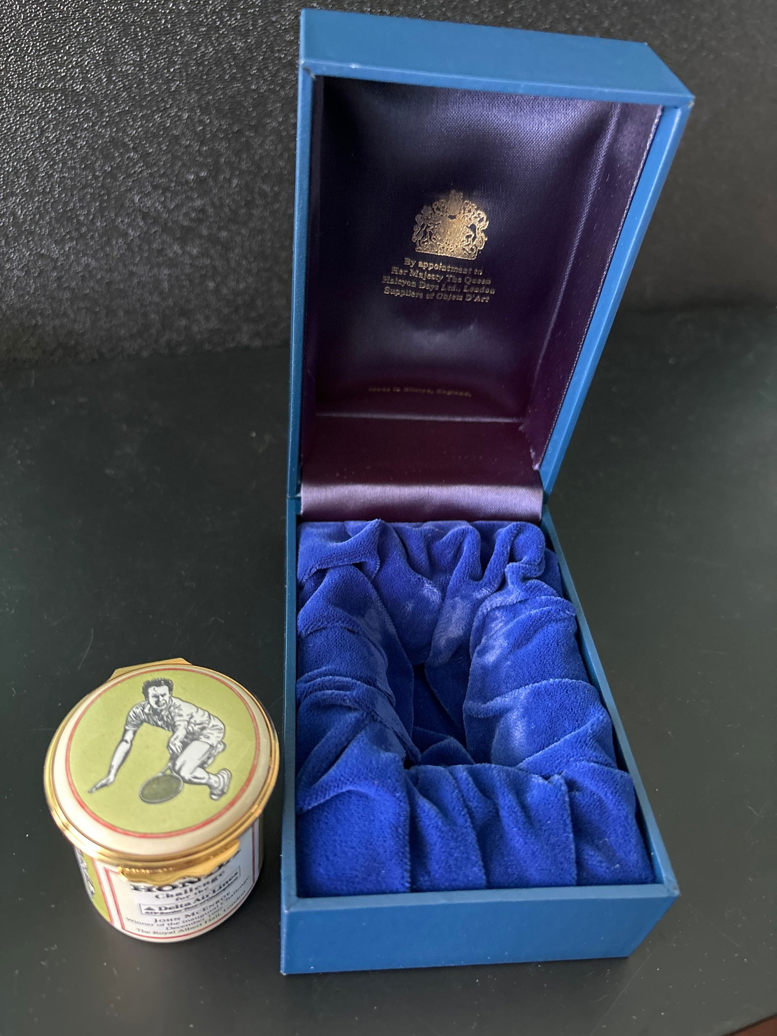 Vintage John McEnroe Honda tennis challenge English Halcyon Days Enameled trinket (1 of 6)