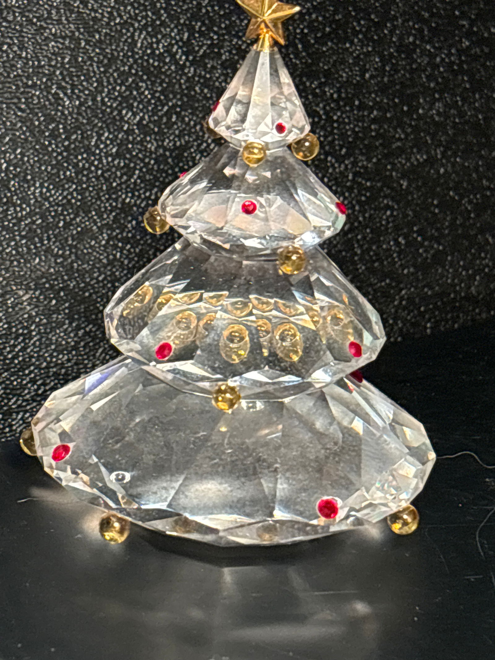 Swarovski Crystal 3&1/2 inch Christmas tree with colored glass ornaments; signed (1 of 5)