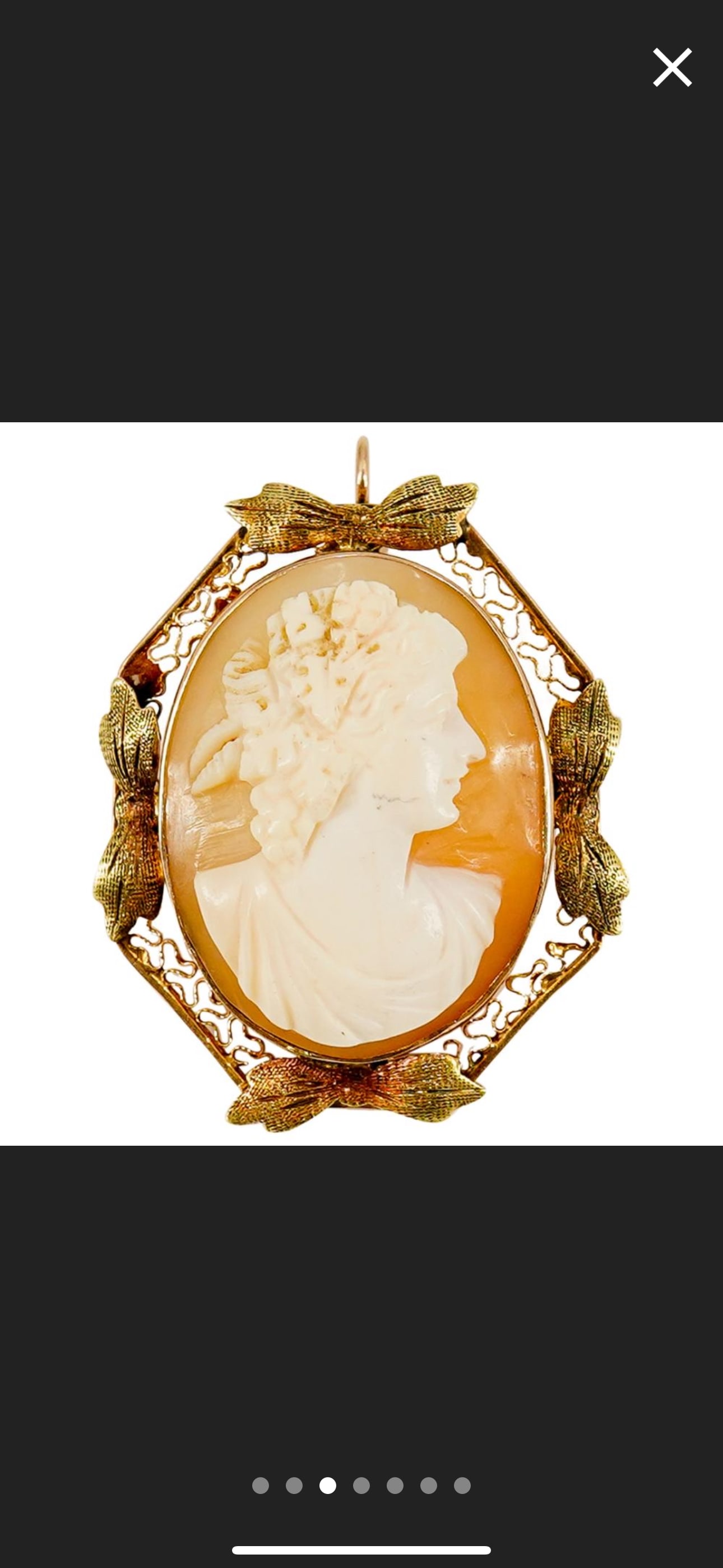 Art Deco 10 k gold & portrait carved shell pendant brooch 1&1/4 inch (1 of 6)