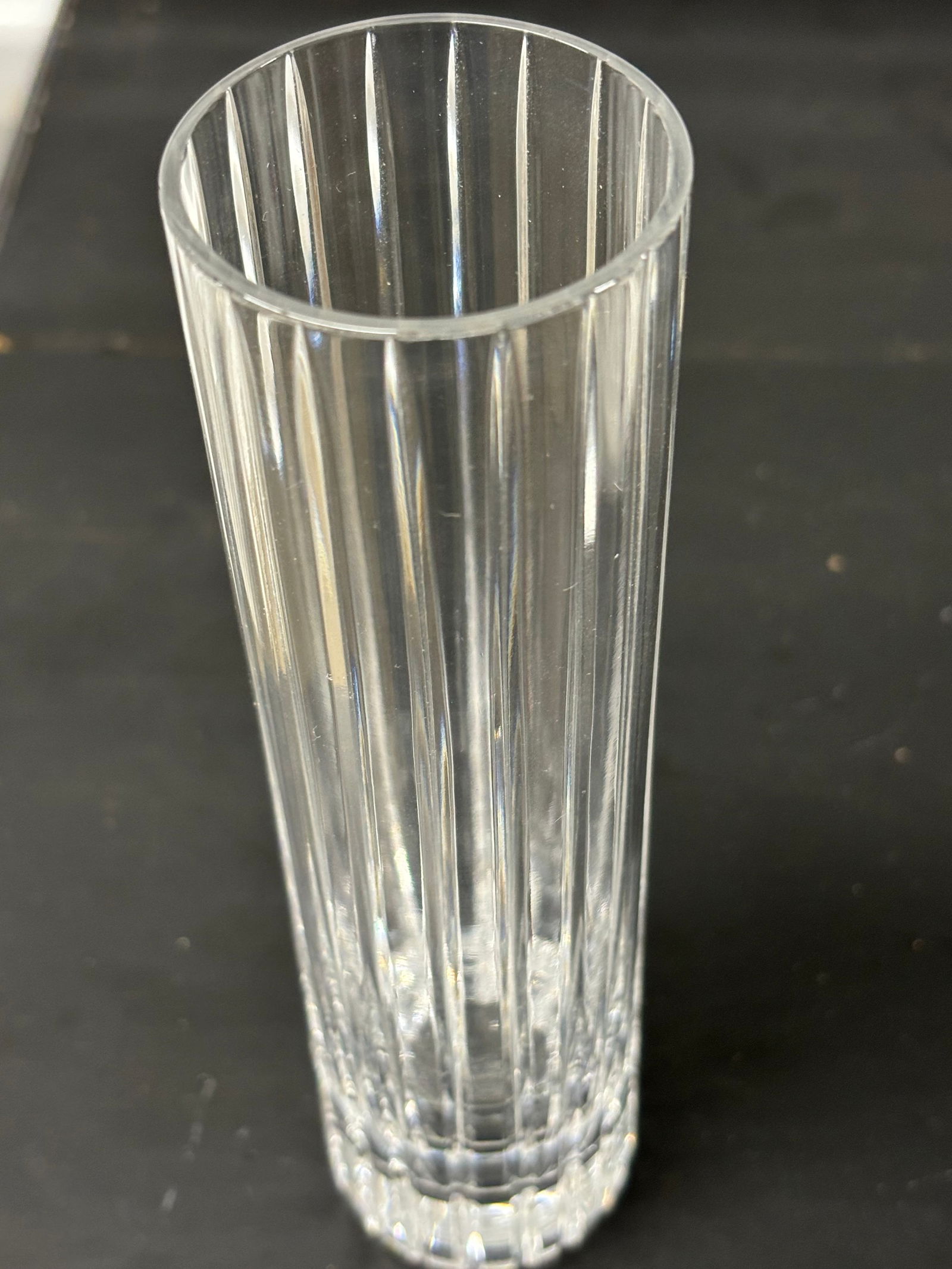 Signed Baccarat French cut glass 7 inch tall cylindrical vase (1 of 5)
