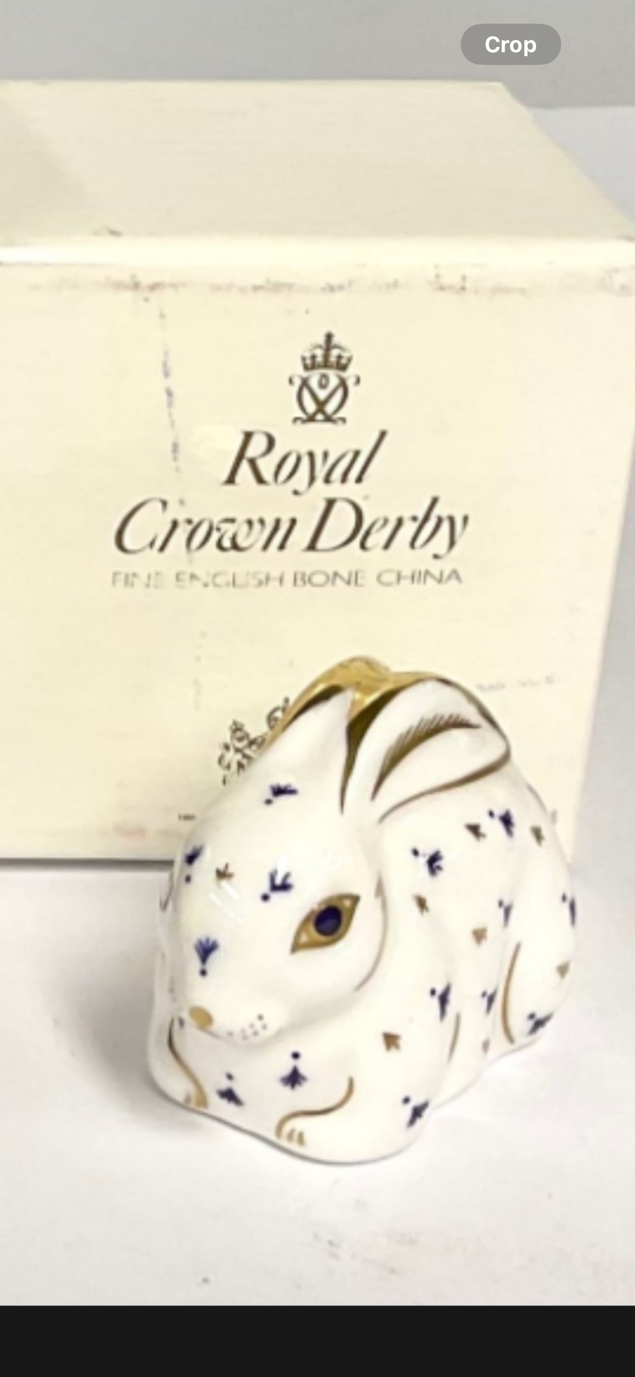 Small Royal Crown Derby English china baby rabbit paperweight in box (1 of 2)