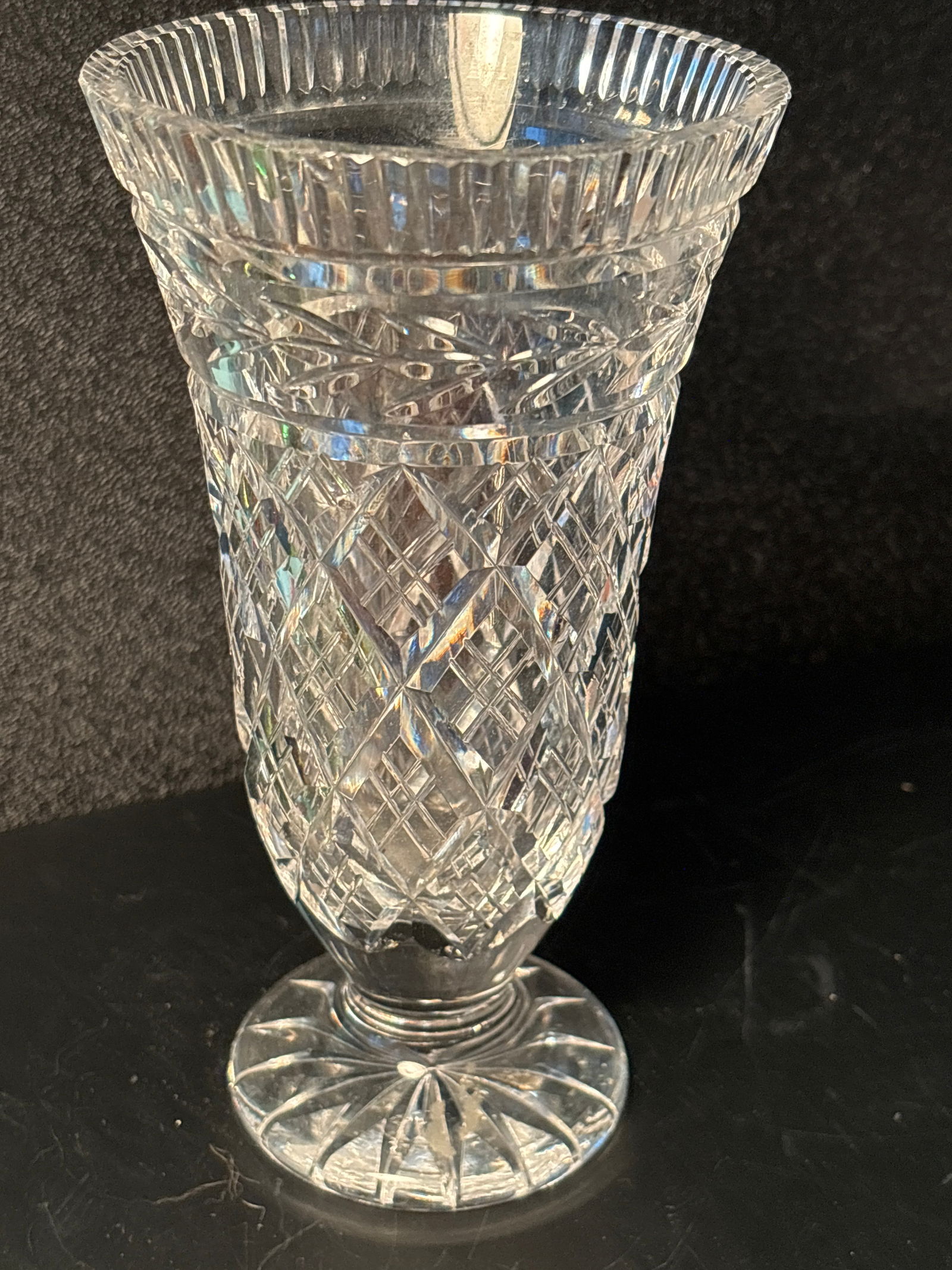 Tall 7 inch Waterford Irish Cut crystal footed vase (1 of 6)