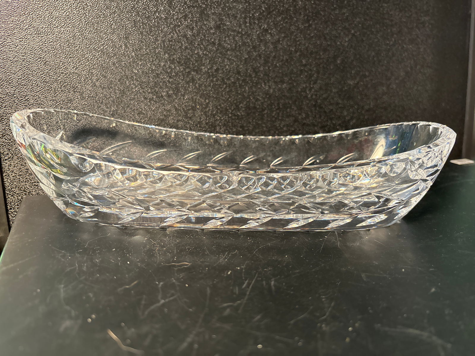Long 9 inch Waterford Irish Cut crystal canoe shape tray (1 of 6)
