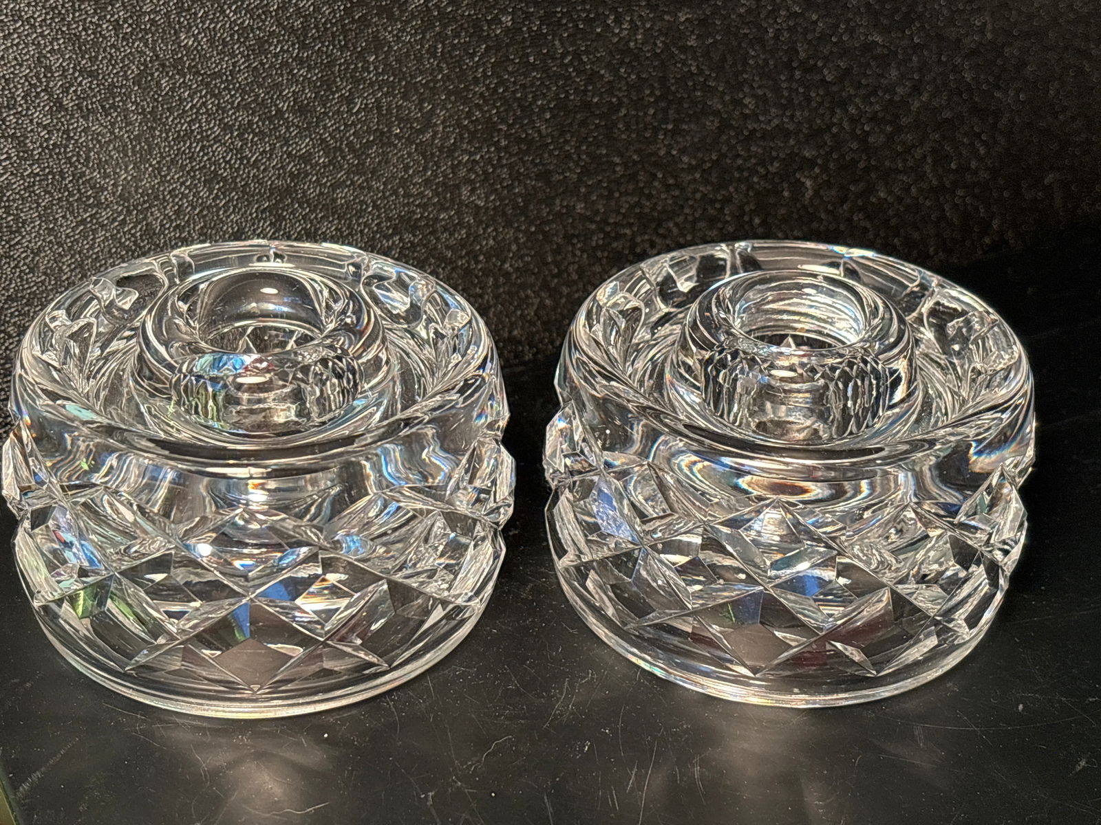 Pair Waterford Irish Cut crystal candle holders (1 of 8)