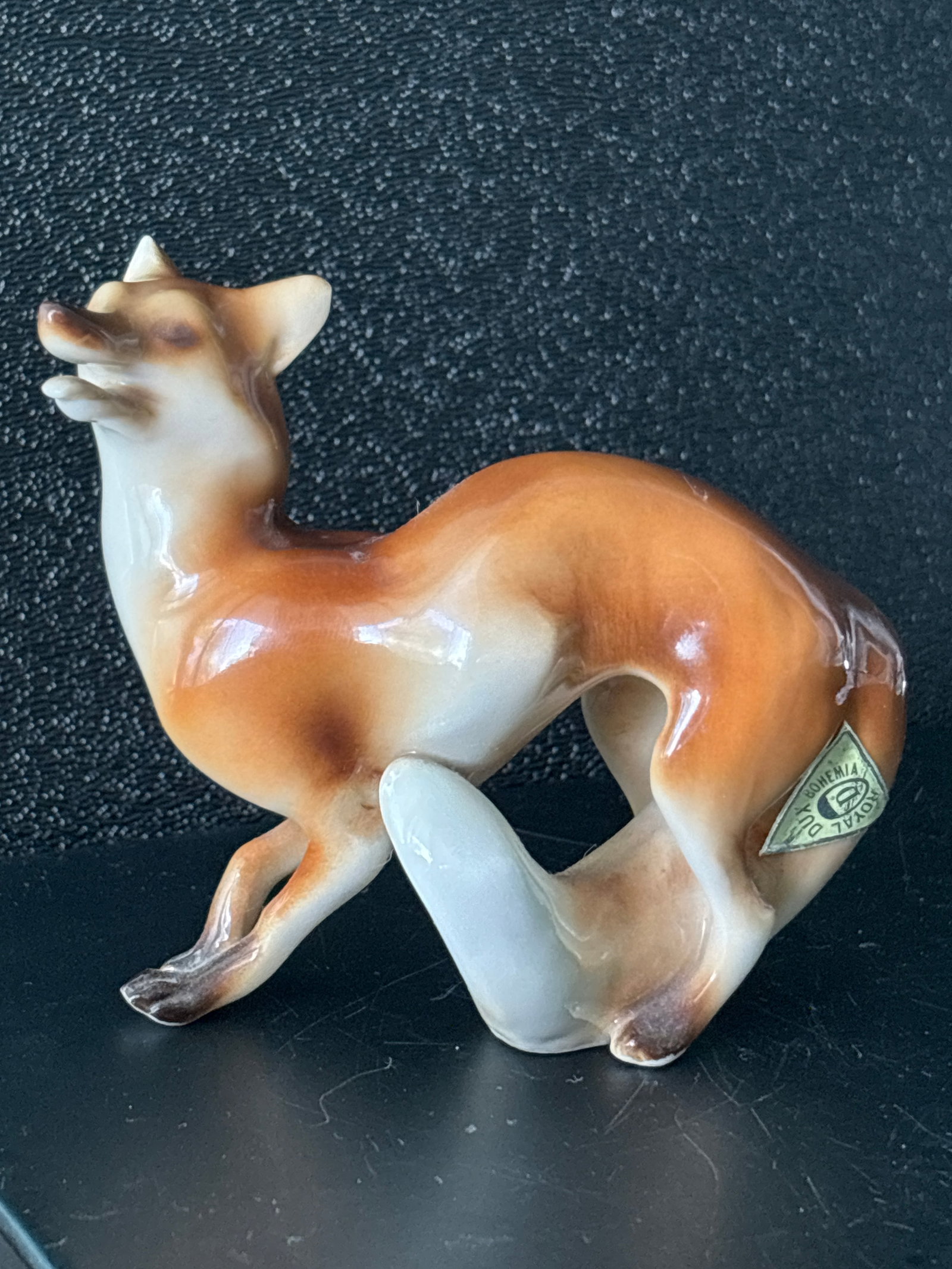 Art Deco Royal Dux Czechoslovakia porcelain 3 1/2 inch fox statue (1 of 5)