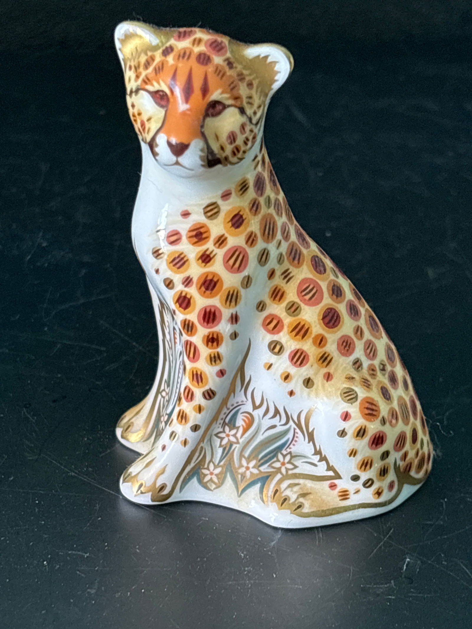 Royal Crown Derby fine English porcelain 3 1/2 inch cheetah cub statue (1 of 6)