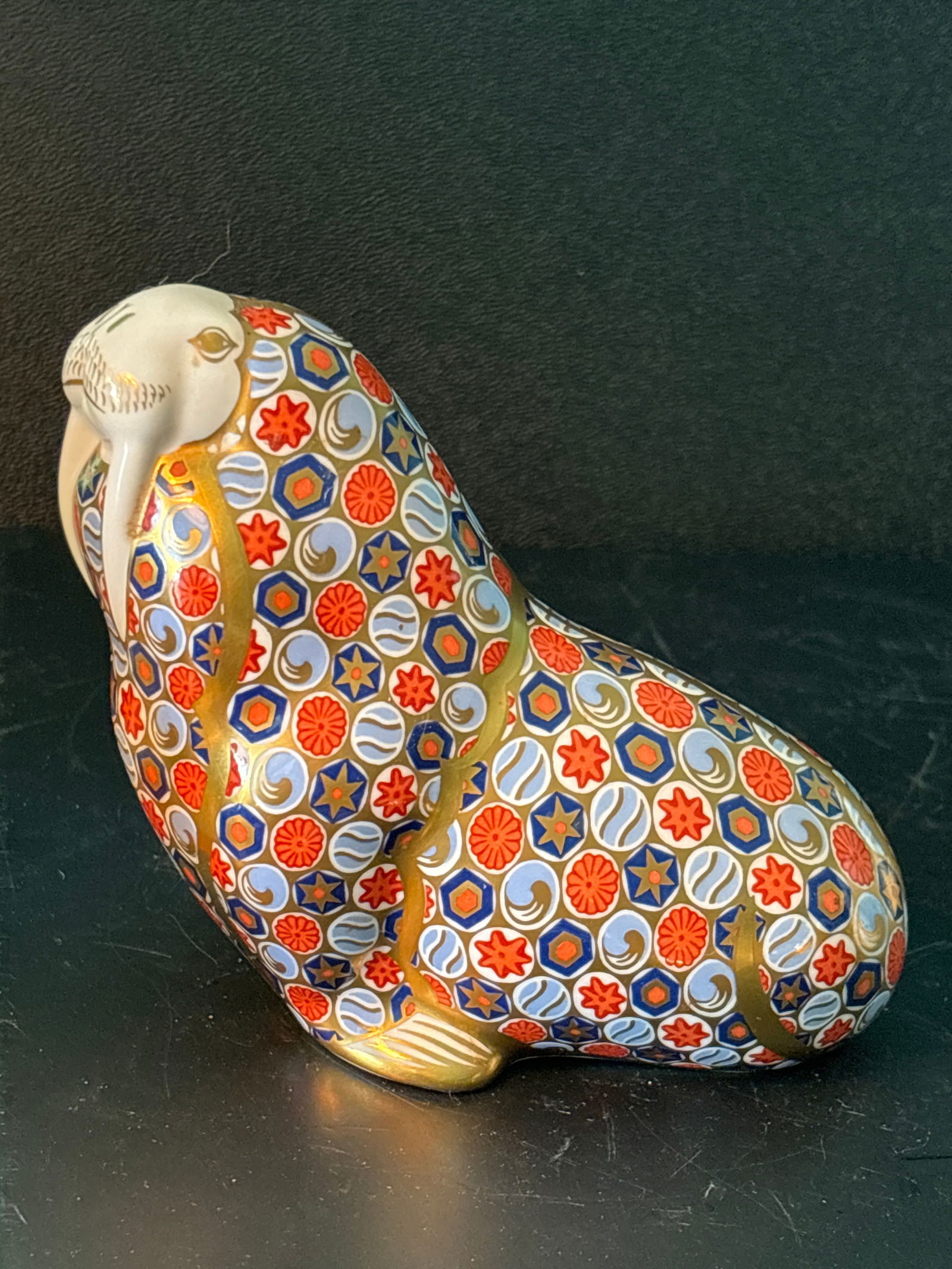 Big Royal Crown Derby fine English porcelain 5 inch walrus paperweight statue (1 of 6)