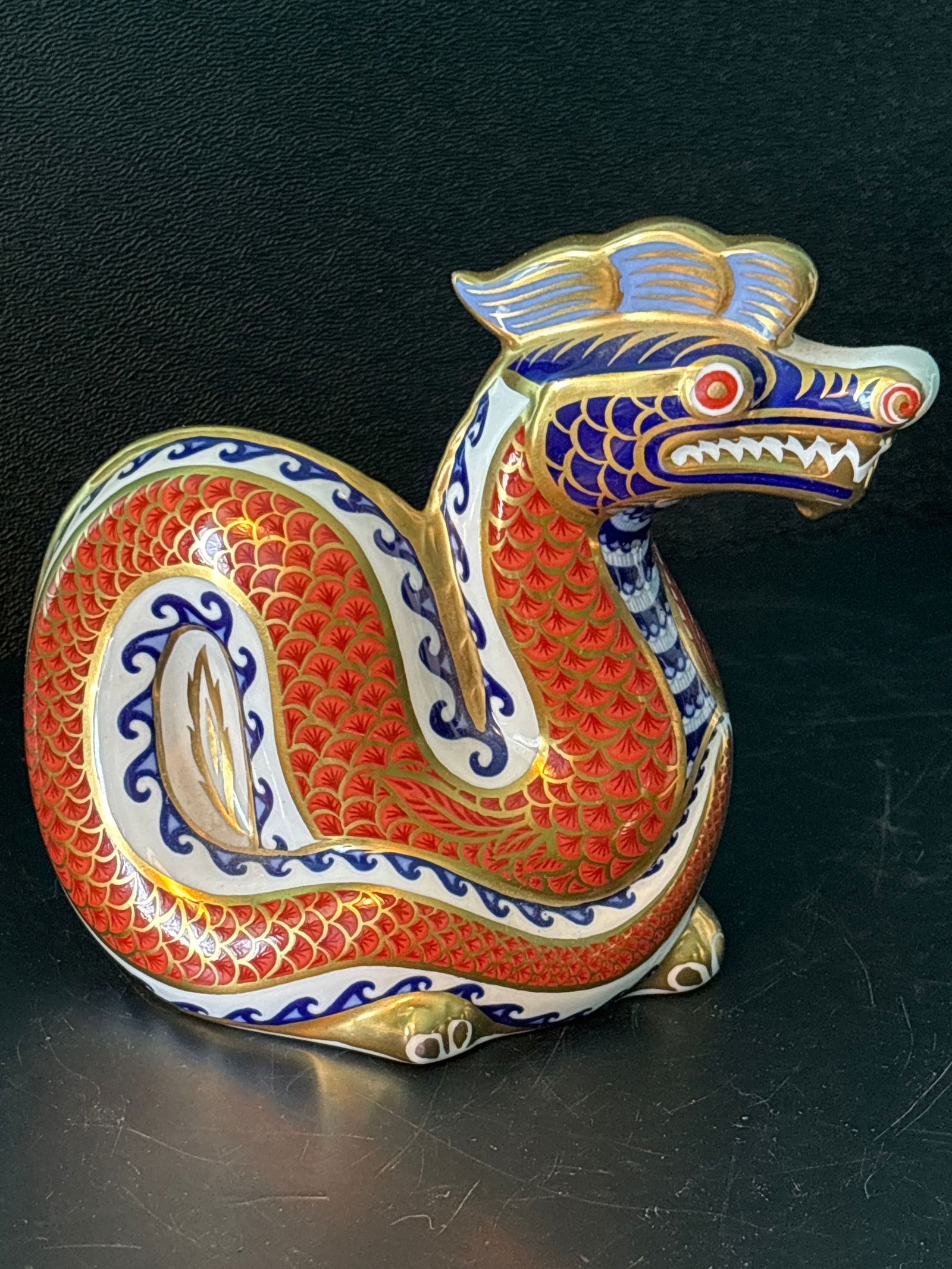 Big Imari Royal Crown Derby fine English porcelain 5 inch dragon paperweight statue (1 of 7)