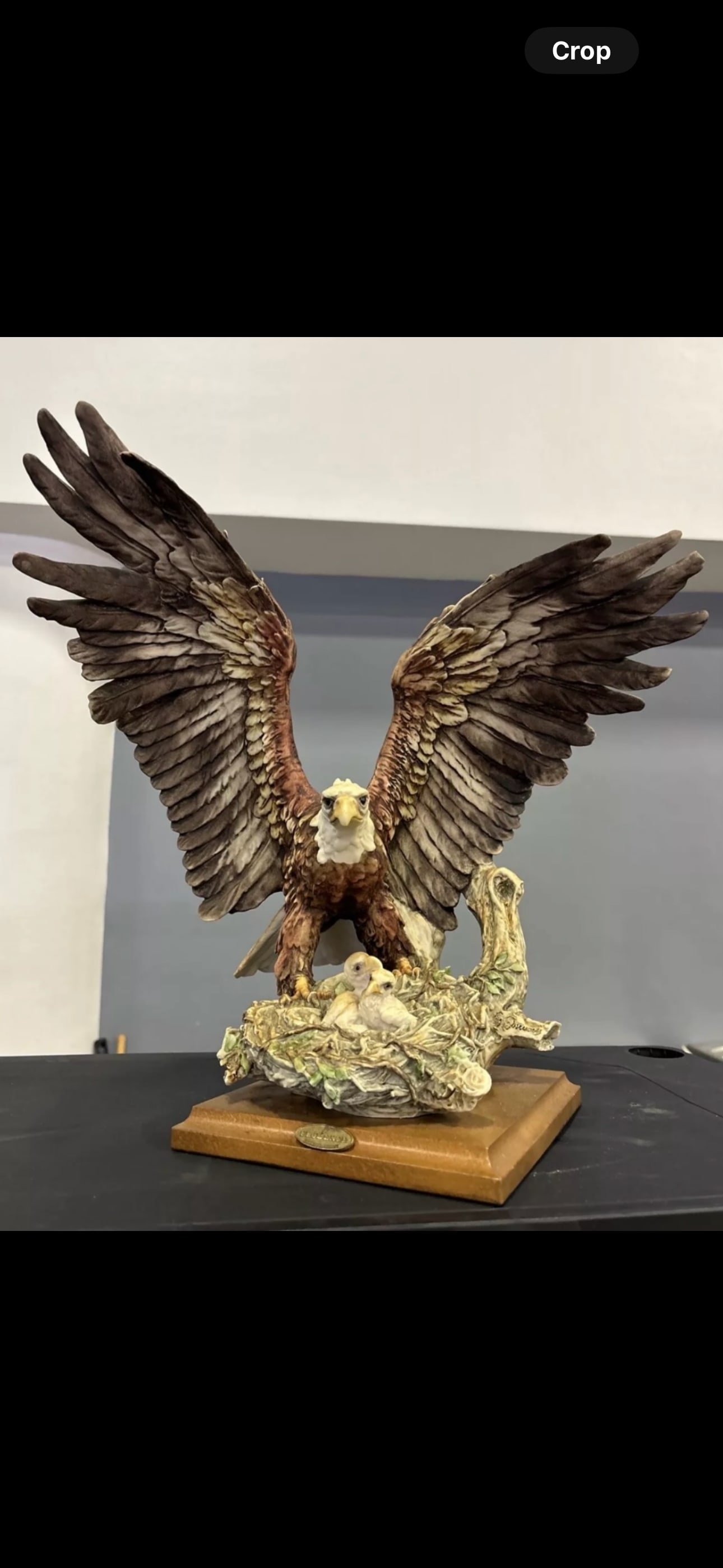 large Giuseppe Armani Eagle On Nest w/ Baby Eaglets Signed 16" Statue Florence Italy (1 of 11)