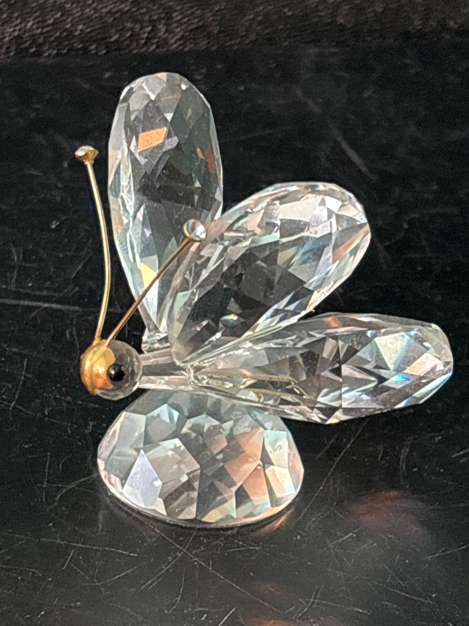 Gold metal antenna SWAROVSKI  Austrian Cut Crystal 2&1/2 inch  Butterfly statue (1 of 6)