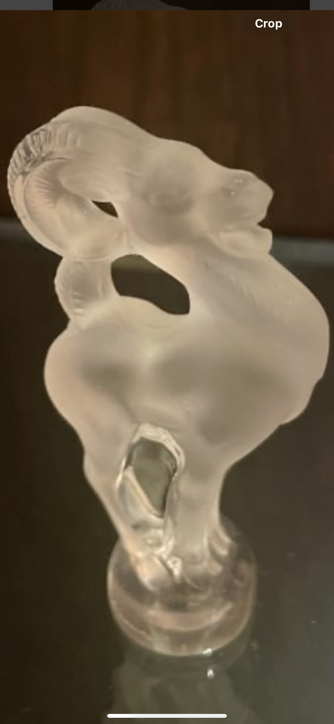 Original LALIQUE 'BASTIA' FROSTED CRYSTAL RAM PAPERWEIGHT (1 of 2)