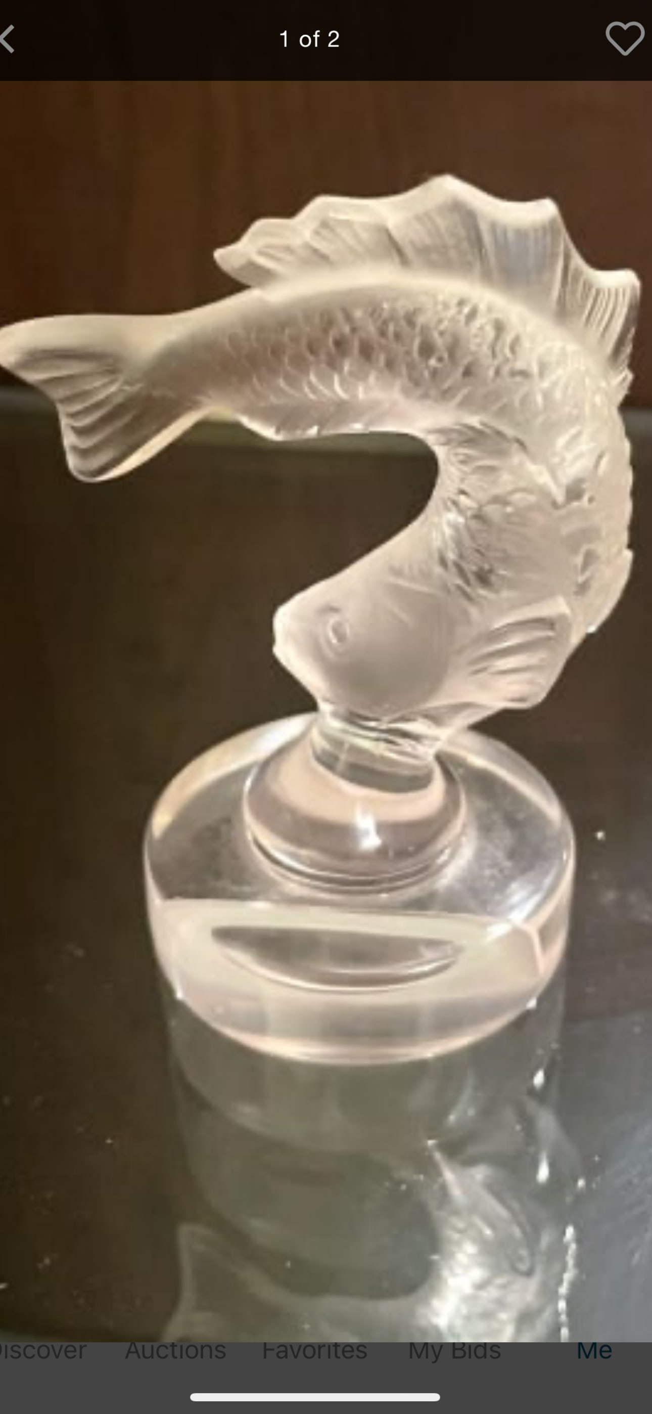 Original LALIQUE LEAPING FISH PAPERWEIGHT/STAMP (1 of 2)