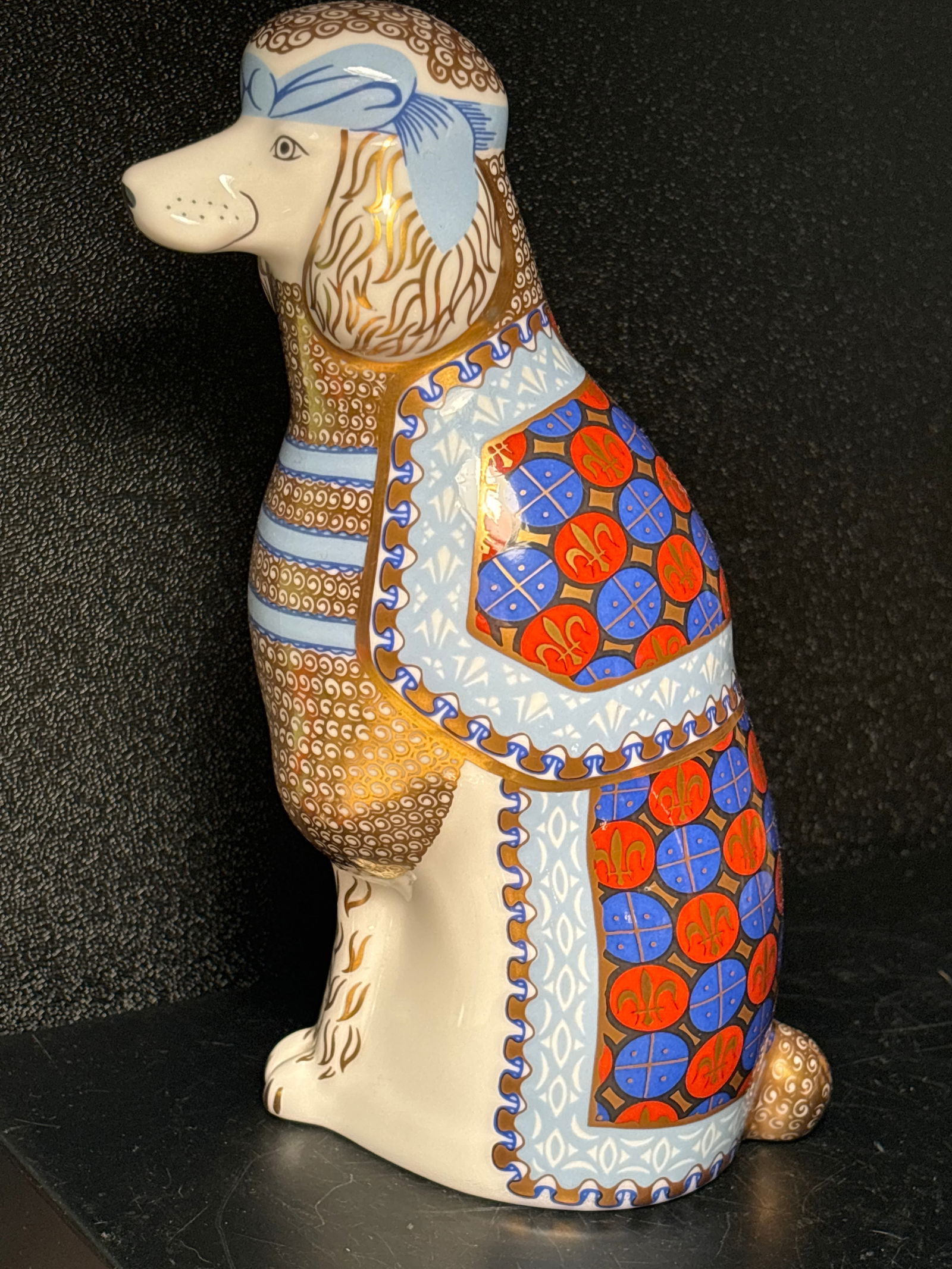 1989 French Poodle 8&1/2 inch Royal Crown Derby National Dogs English fine china paperweight/statue: National Dogs 8&1/2 inch Royal Crown Derby English fine china French Poodle paperweight/statue. From the Royal Cats special edition line. These never have any stoppers on bottom.No box.Maker’s mark