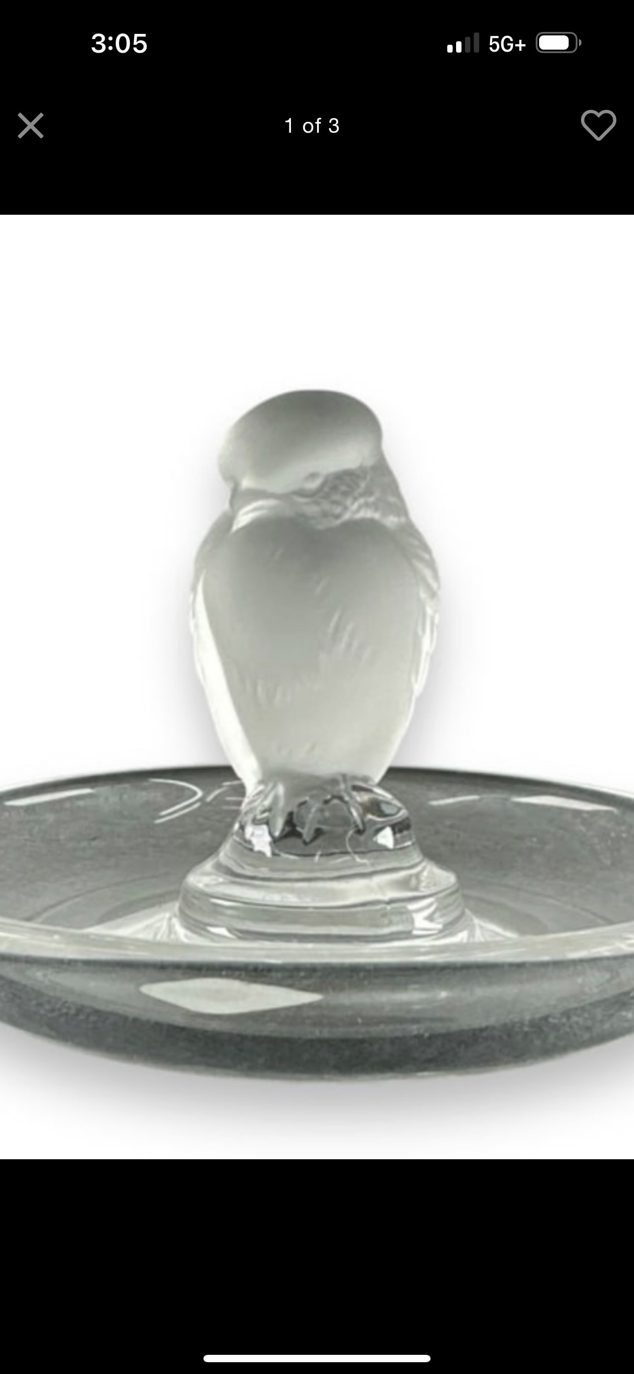 Original signed Lalique French Crystal Bird Trinket Ring Dish (1 of 3)