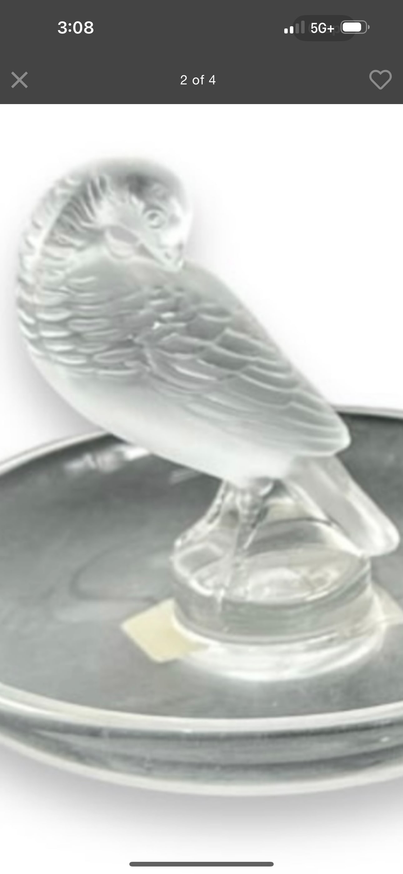 Original partridge signed Lalique French Crystal Bird Trinket Ring Dish (1 of 3)