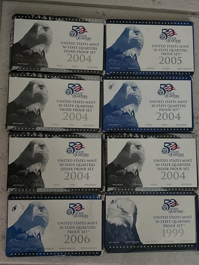 Lot of eight (8) US Mint state quarters silver proof sets (1 of 7)