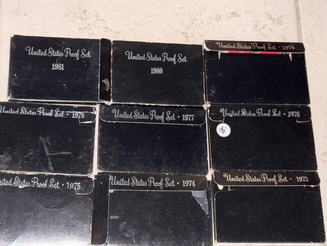 Lot of nine (9) US Mint coin proof sets; 1975-1981 (1 of 6)