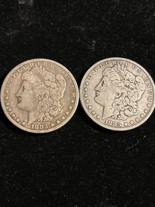 Group Lot of Two circulated 1883 Morgan silver dollars (1 of 6)