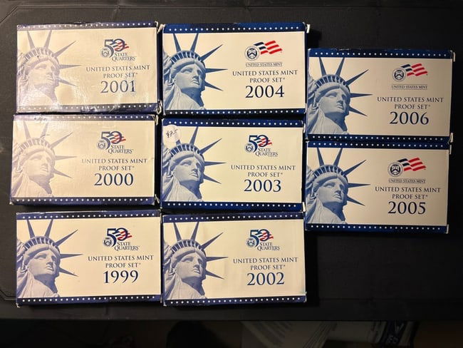 Lot of eight (8) US Mint proof sets; 1999-2006 (1 of 9)