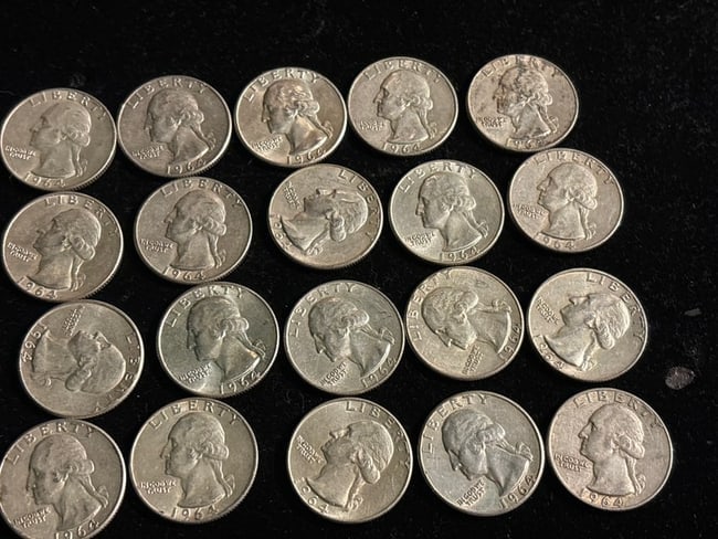 Lot of 20 1964 Washington silver quarters (1 of 5)