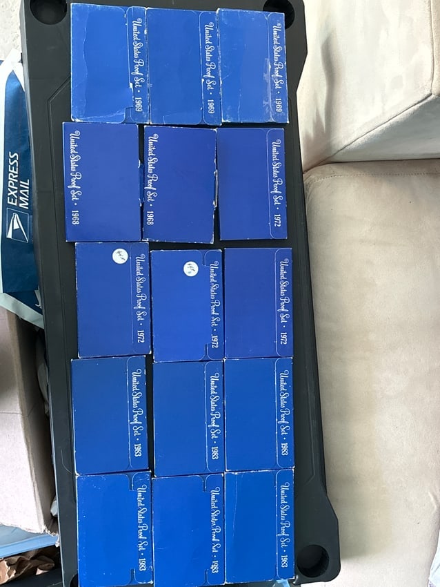 Lot of 15 United States, proof coin sets; blue .Three 1969, two 1968, four 1972 and six, 1983 (1 of 7)