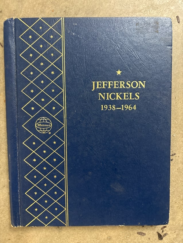 1 incomplete Whitman book of Jefferson Nickels.62 coins: 1 incomplete Whitman book of Jefferson Nickels.62 coins
