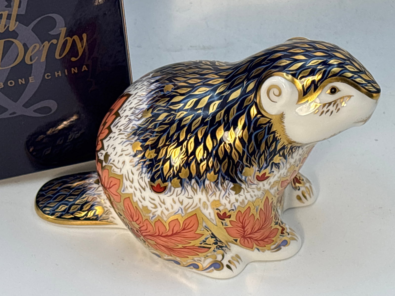 2002 artist signed limited edition ‘Riverbank Beaver’ Royal Crown Derby 4inch paperweight: 2002 artist signed limited edition “Riverbank Beaver” Royal Crown Derby 4inch long paperweight. Gold stopper. With box.No chips, cracks, repairs…Very good condition